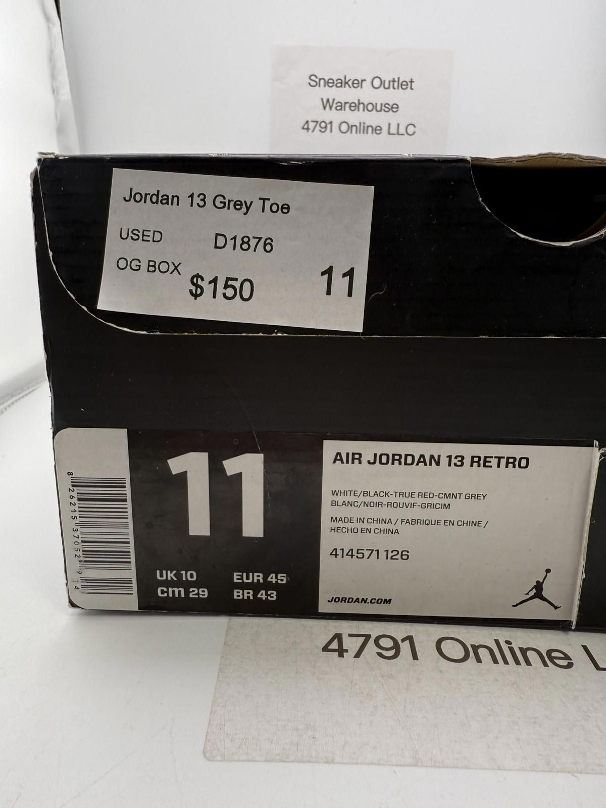 Jordan Brand Air Jordan 13 Grey Toe US 11 Used Size US 11 / EU 44 - 8 Thumbnail