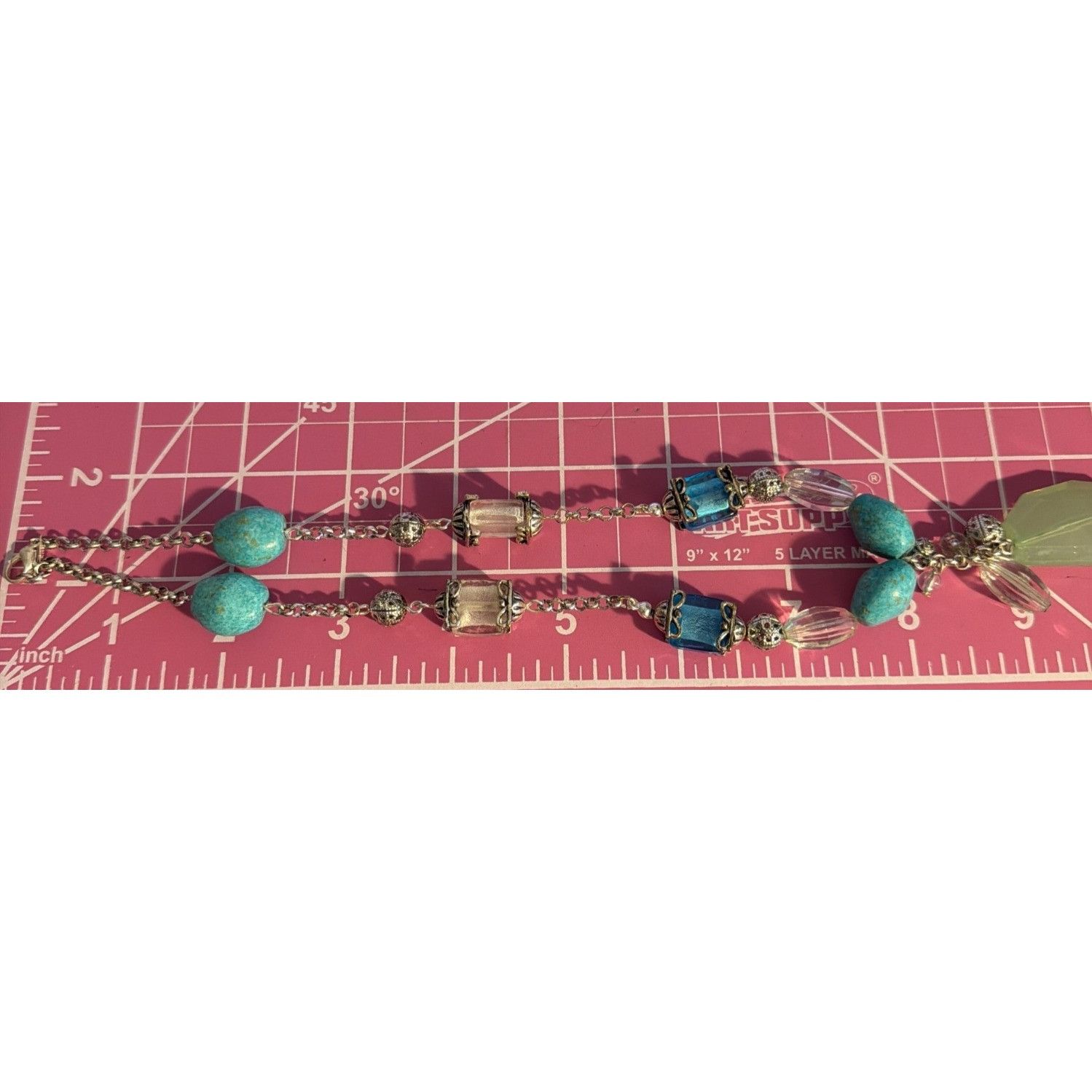 Other Vintage Avon Silver Tone Beaded Necklace Blue Green Pendant Size ONE SIZE - 6 Thumbnail