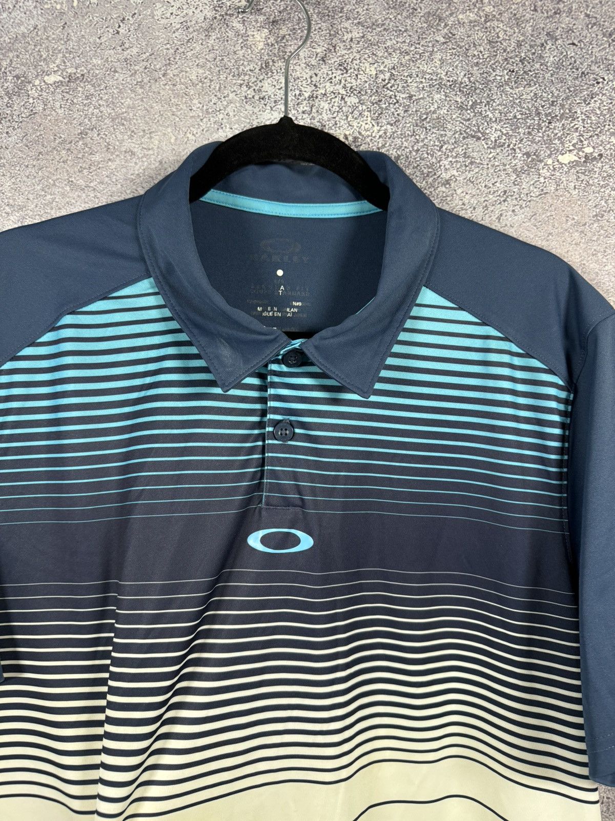 Oakley × Vintage Vintage Oakley Center Logo Stripped Blue Men’s Polo Shirt Size US L / EU 52-54 / 3 - 6 Thumbnail