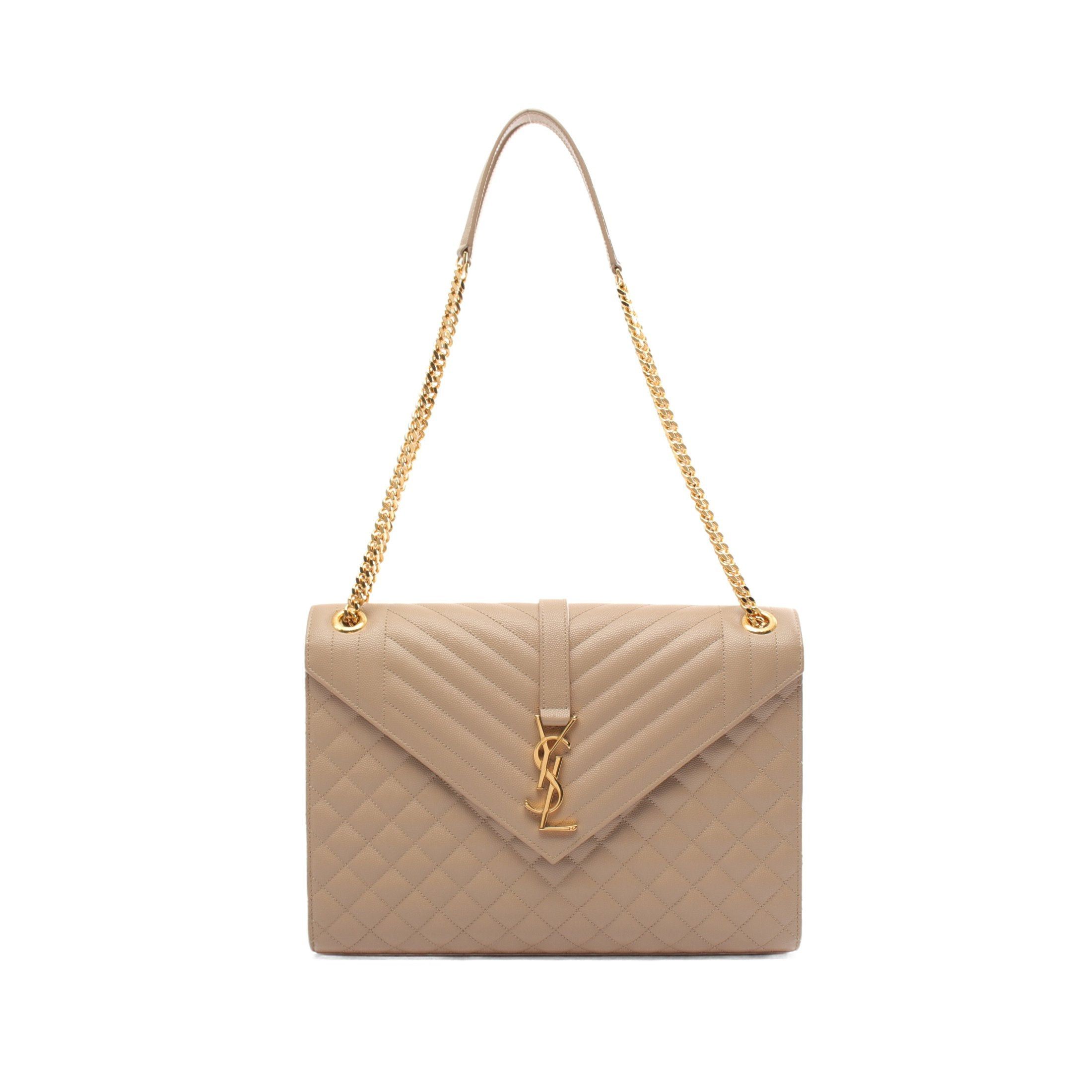Yves Saint Laurent Yves Saint Laurent Envelope Chain Shoulder Bag Leather Beige Size ONE SIZE - 1 Thumbnail