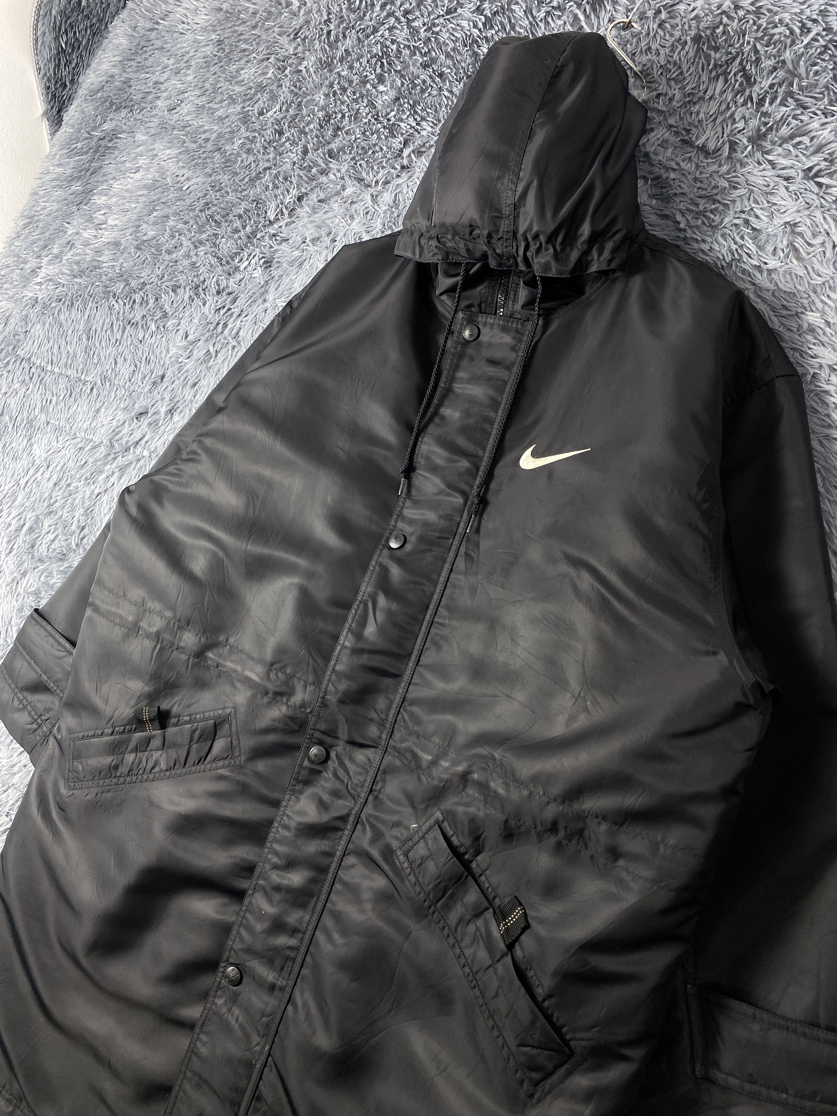 Nike Vintage 90s Nike Big Swoosh Sherpa Lining Long Jacket K0122 Size US XL / EU 56 / 4 - 3 Thumbnail