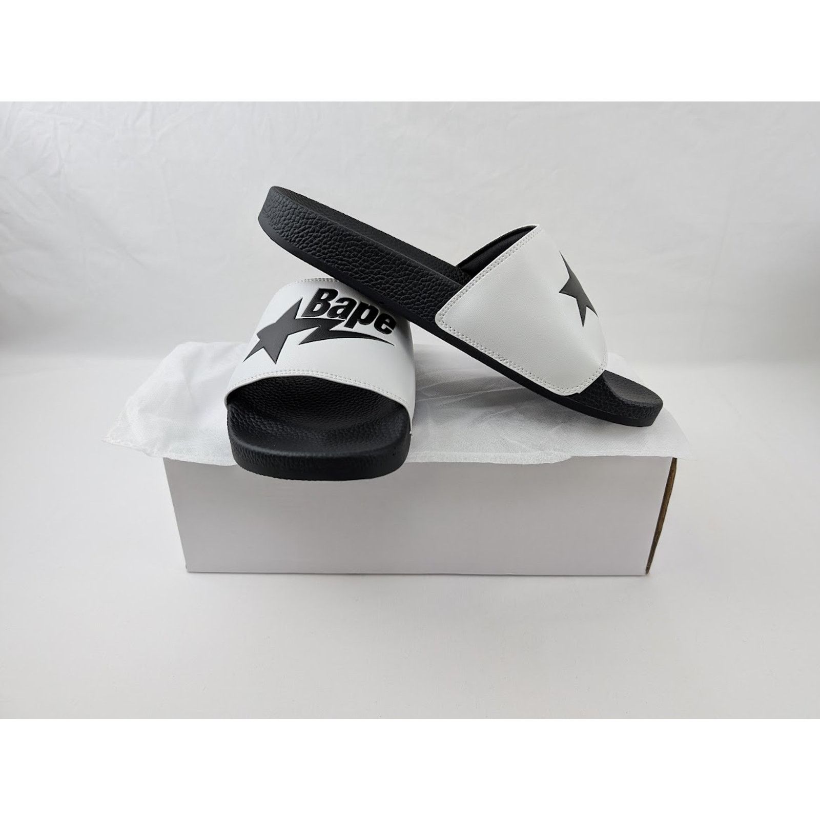 Bape o1rshd1 Bape Logo Slider Slipper Slide in Black/White Size US 8 / EU 41 - 12 Thumbnail