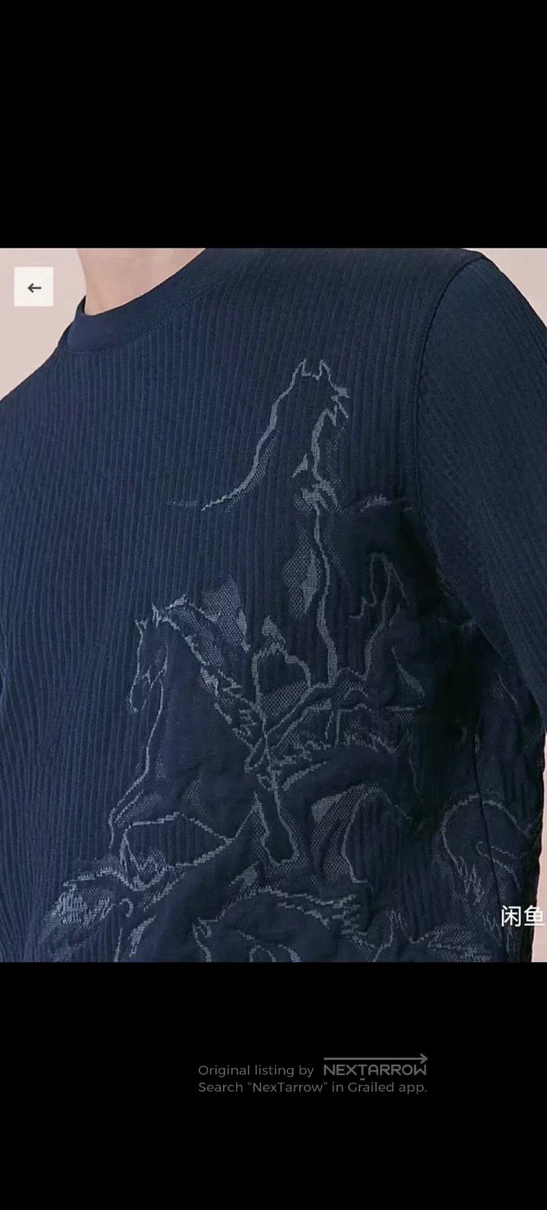 Hermes Hermes Men's Sweatshirt - Dark Blue with 3D Horse Embroide Size US M / EU 48-50 / 2 - 9 Thumbnail