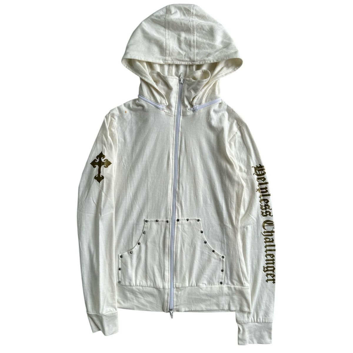 20471120 2000s STUDDED GLITTER CROSS POEM ZIP HOODIE Size XS / US 0-2 / IT 36-38 - 1 Thumbnail