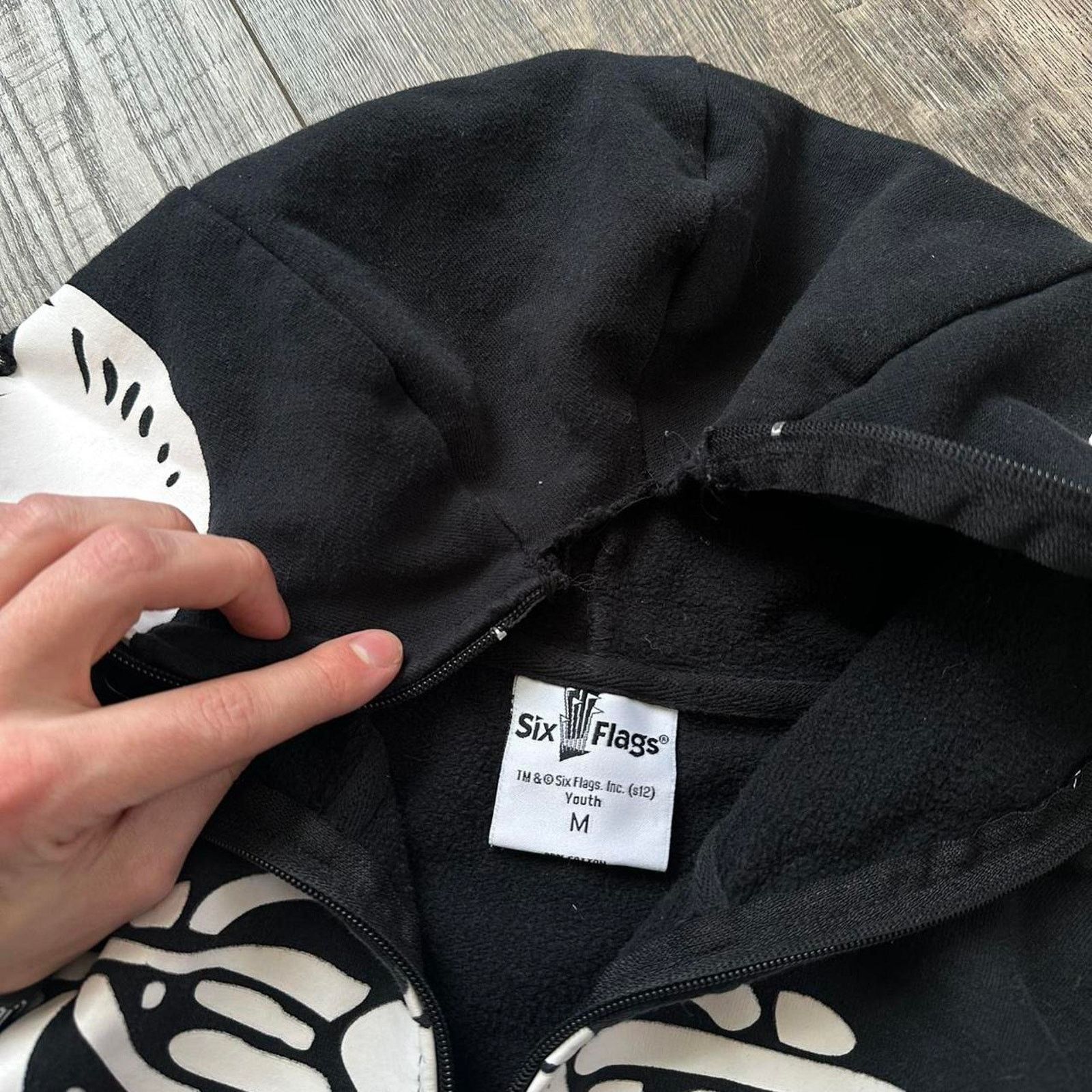 Vintage Vintage Y2K Skull Youth Six Flags Zip Hoodie Sweatshirt Size US XXS / EU 40 - 4 Thumbnail