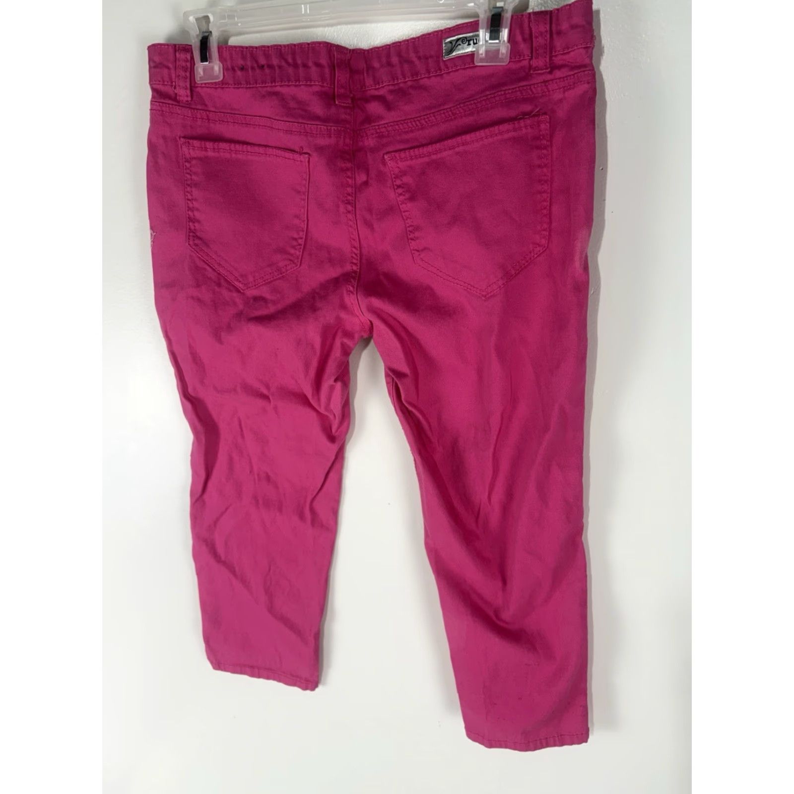Vintage Rue 21 Cropped Jeans Womens 9 Straight 5-Pocket Denim Pink Low Rise 7-9 Inseam 21in Cotton Spandex Size 30" / US 8 / IT 44 - 4 Thumbnail