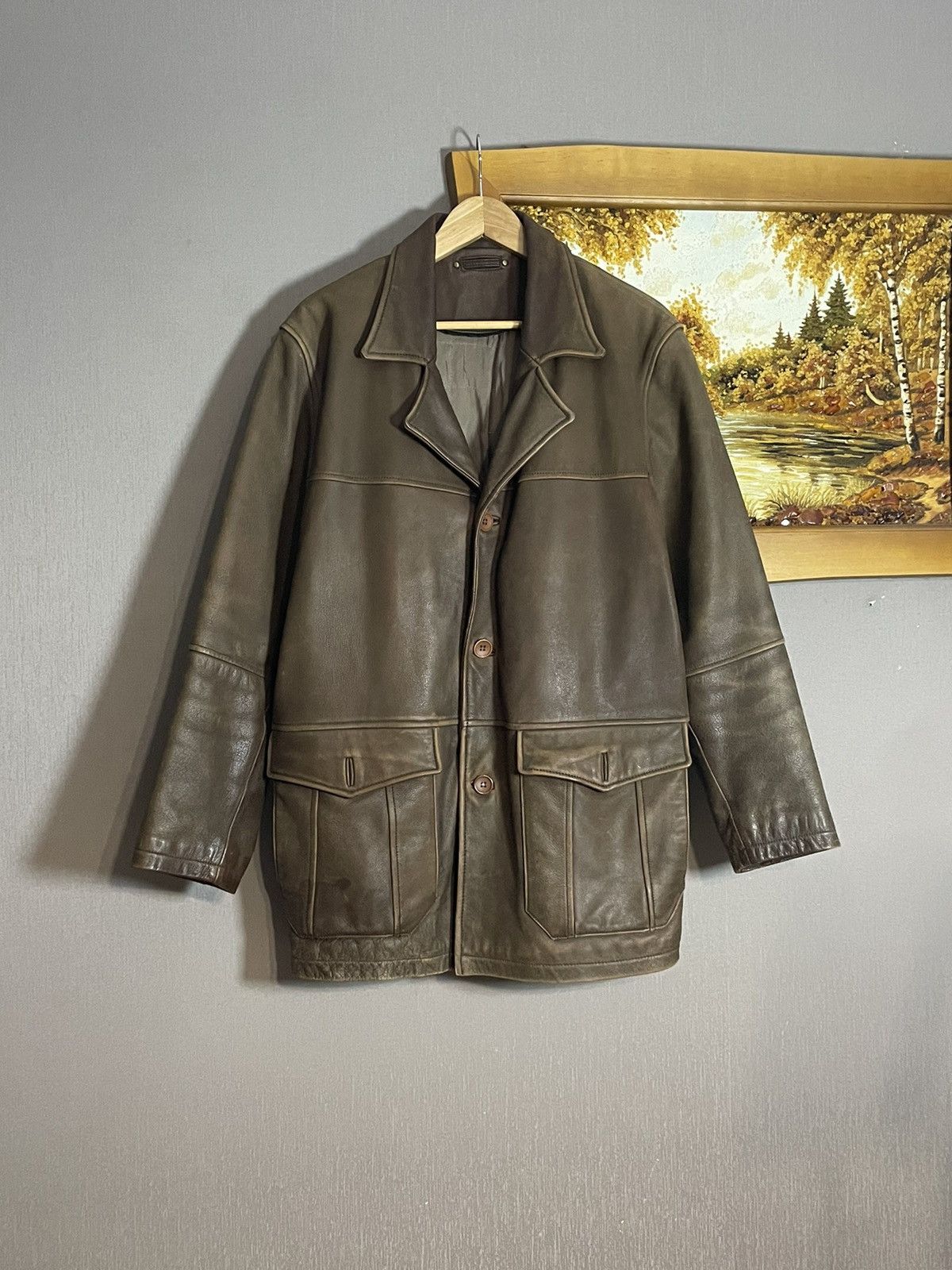 Leather Vintage Washed Brown Leather Coat Jacket Hedi Acne RRL erd Size US L / EU 52-54 / 3 - 6 Thumbnail