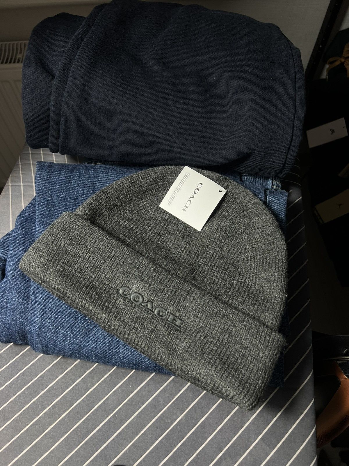 Coach 🧶 Coach Embroidered Wool Beanie Hat Charcoal Gray One Size Size ONE SIZE - 1 Thumbnail