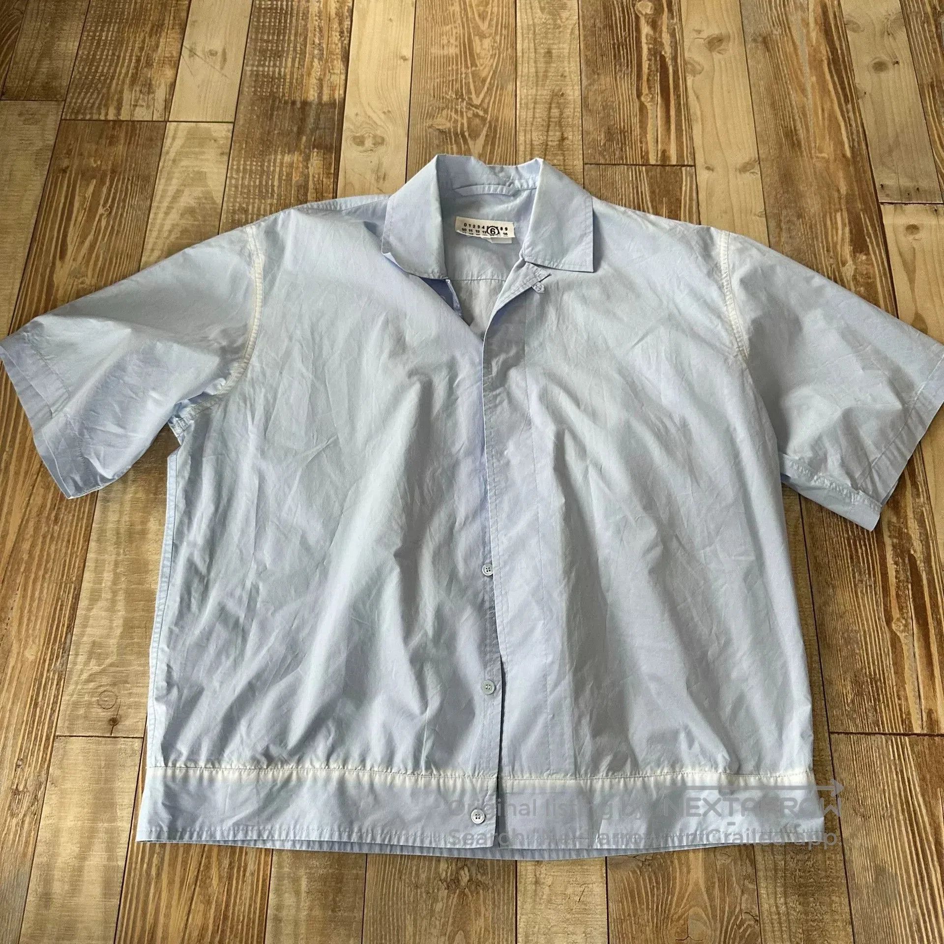 Maison Margiela Maison Margiela Sky Blue Distressed Shirt. Size US M / EU 48-50 / 2 - 3 Thumbnail
