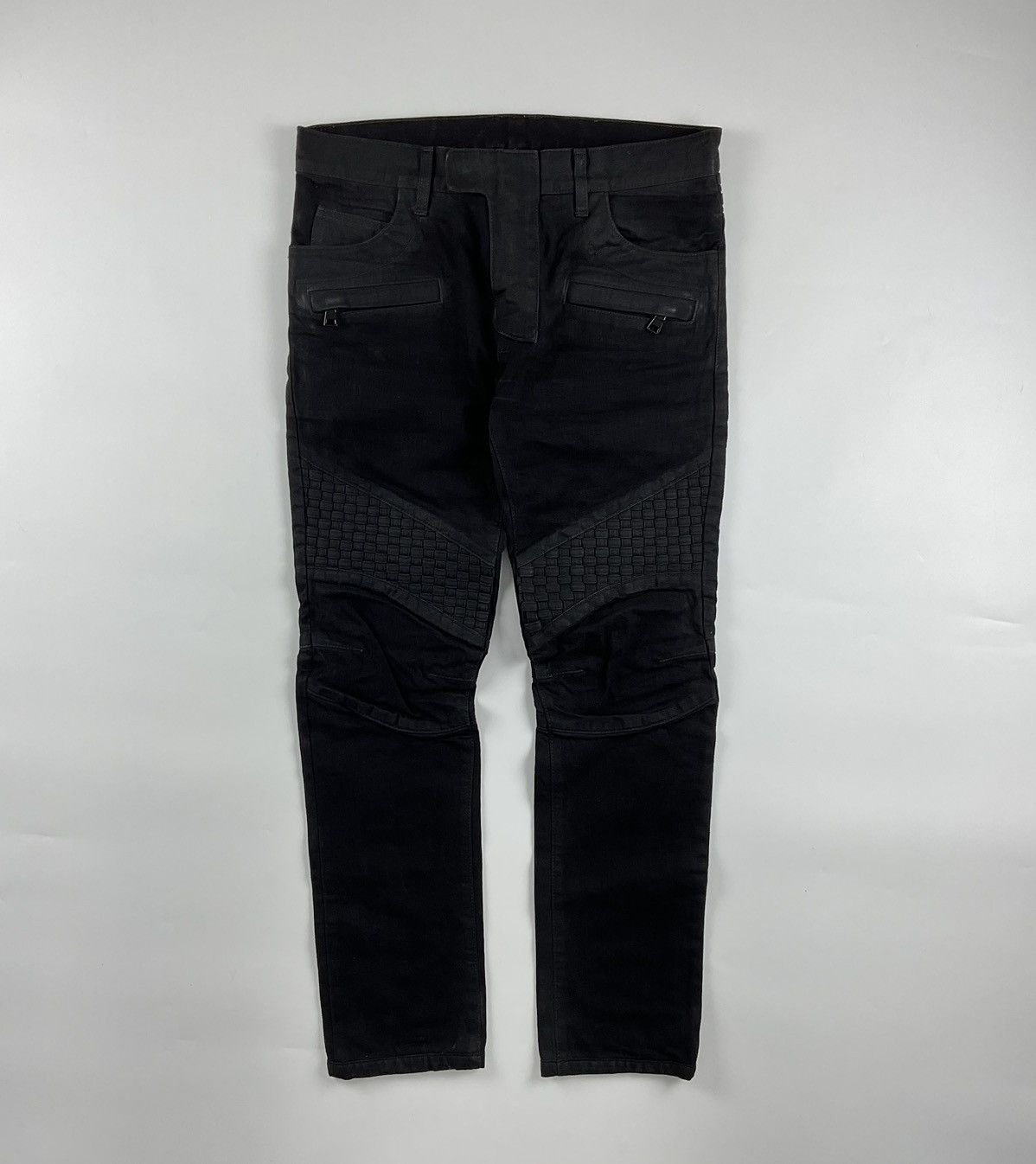 Balmain Balmain Basket Weave Biker Jeans Size US 29 - 1 Thumbnail