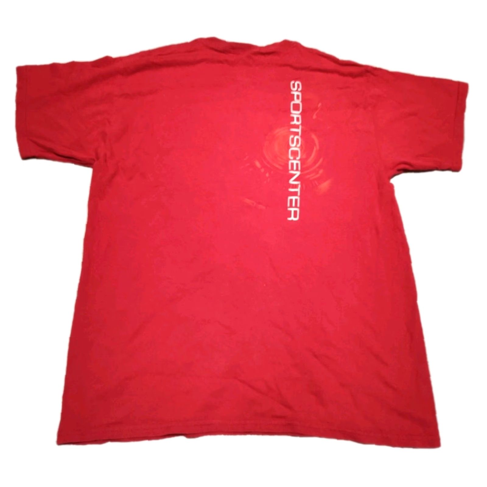 Gildan VINTAGE Gildan Men's T-Shirt Large Red ESPN Sportscenter 90s Y2K Double-Sided Graphic Print Size US L / EU 52-54 / 3 - 2 Thumbnail