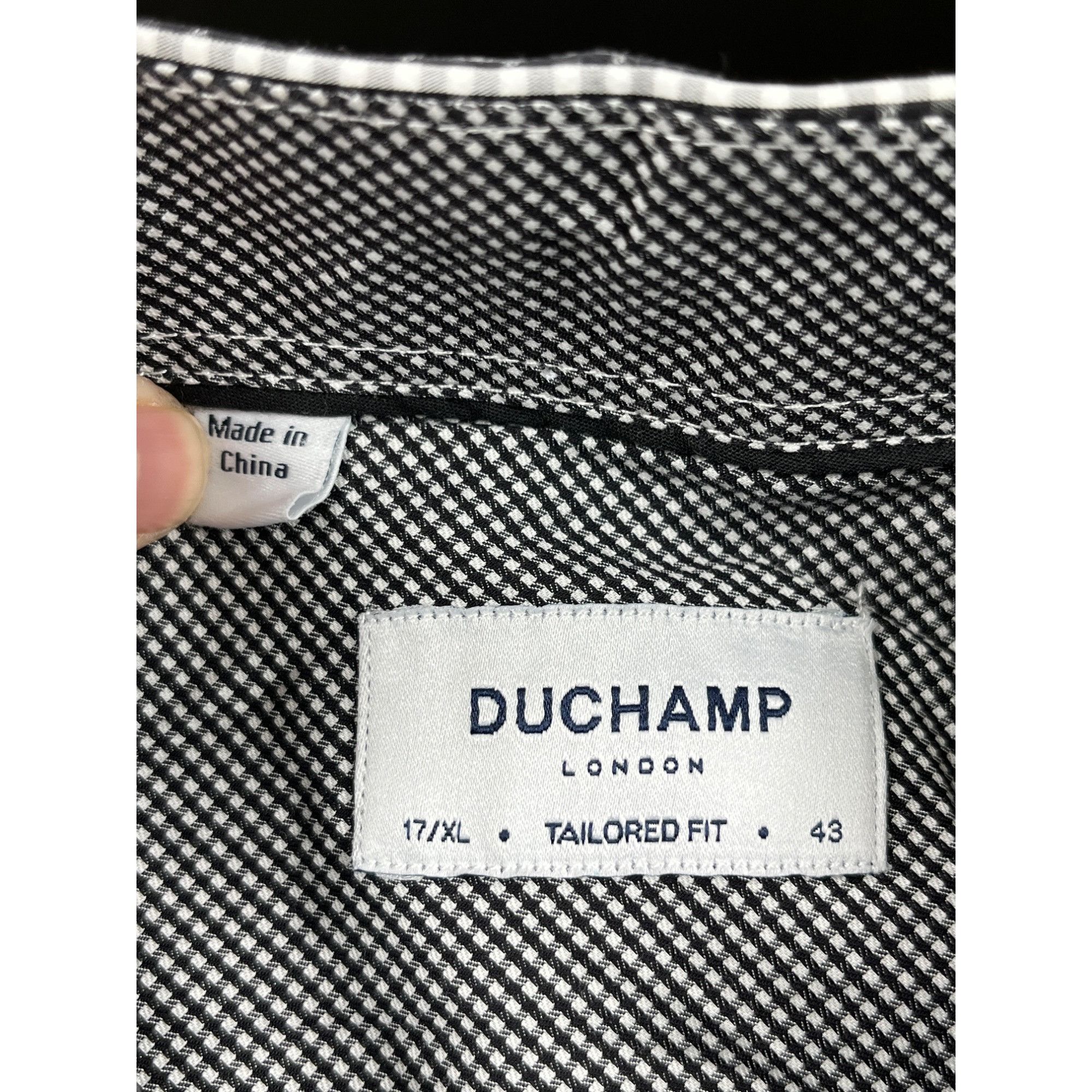 Duchamp London Duchamp London SKU 7648 Black White Checkered Mens Dress Shi Size US XL / EU 56 / 4 - 4 Thumbnail