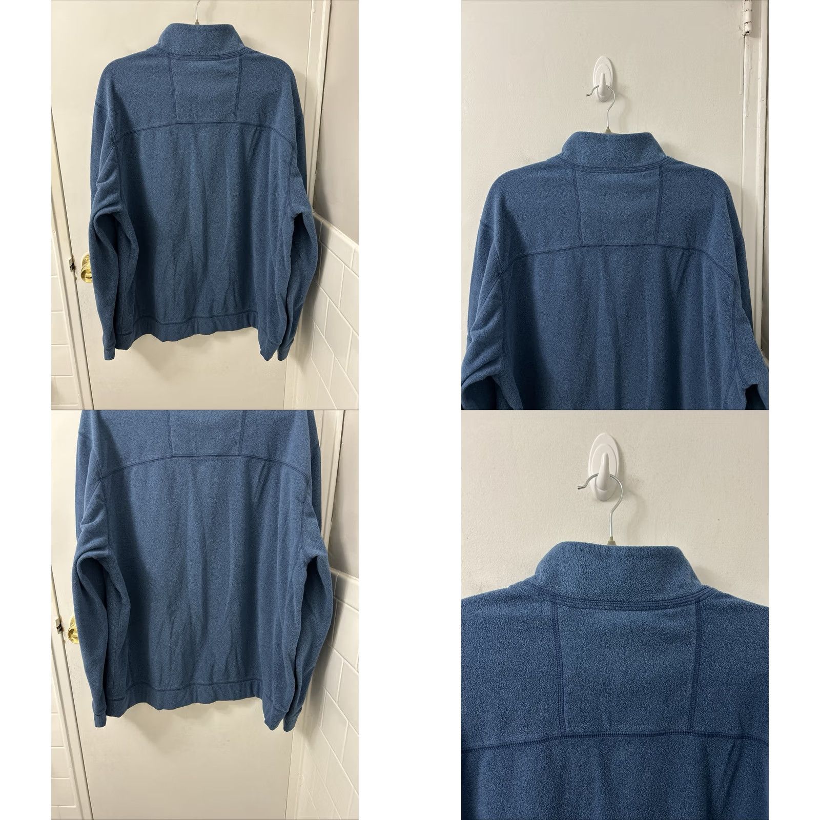 Tommy Bahama Tommy Bahama Sweater Mens XL Blue Fleece Mock Neck 1/4 Snap Henley Button Logo Embroidered Casual Travel Size US XL / EU 56 / 4 - 8 Thumbnail