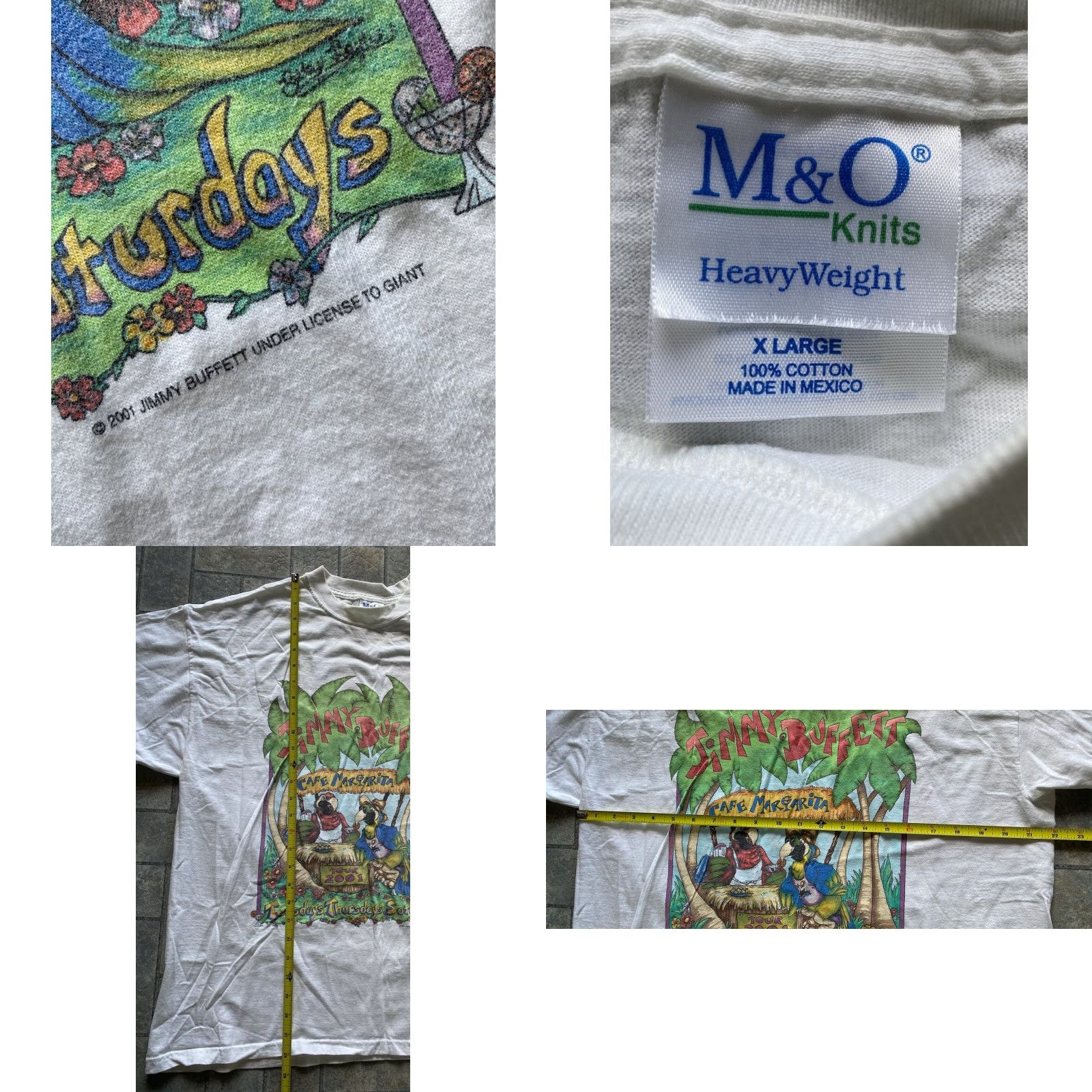 Vintage VINTAGE Jimmy Buffett Tour Shirt M&O KNITS T-Shirt Men XL White Short Sleeve Size US XL / EU 56 / 4 - 8 Thumbnail