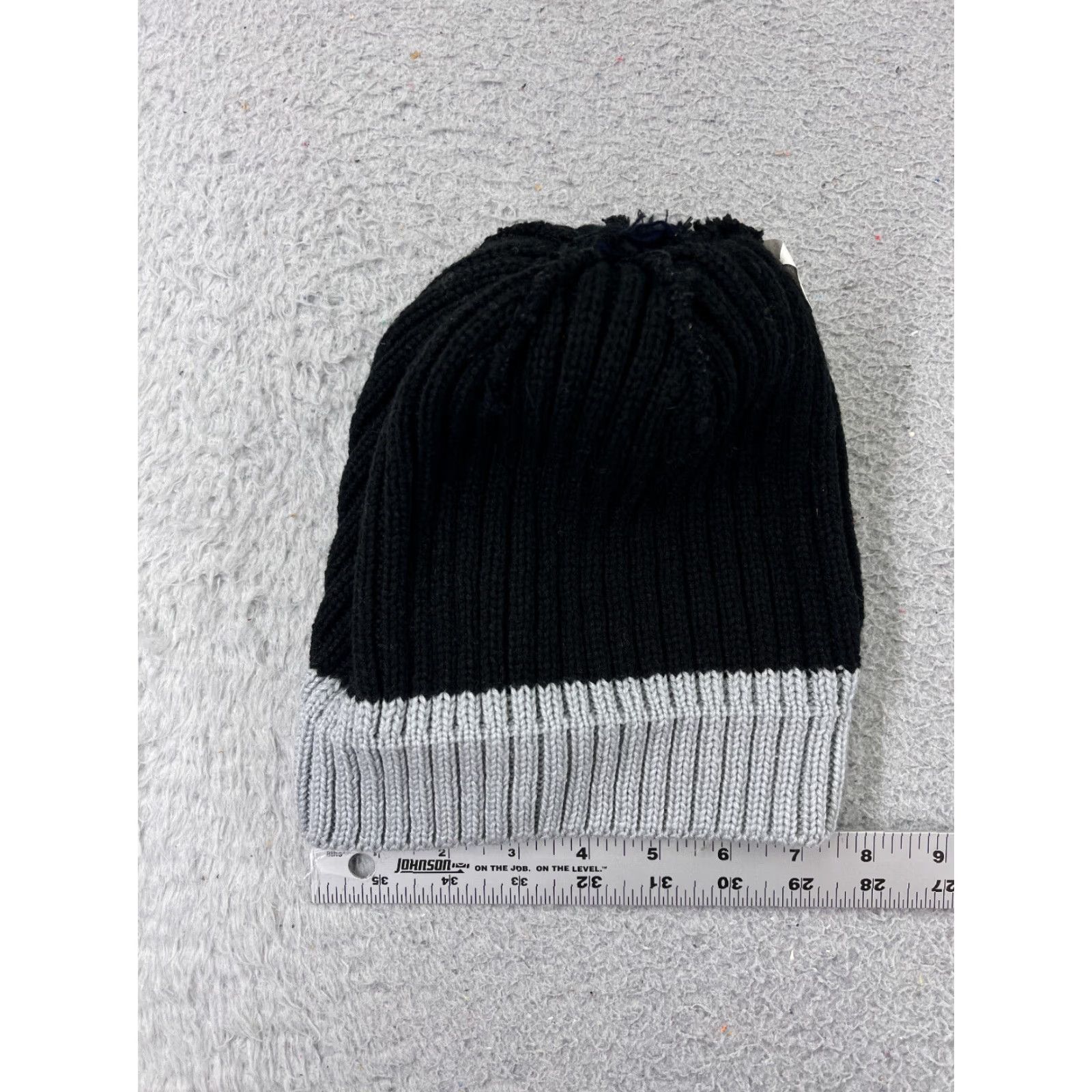 Vintage Turbine Beanie Adult One Size Black Gray Cable Knit 100% Acrylic Pom Vintage No (if applicable) Mens Beanie Size ONE SIZE - 6 Thumbnail