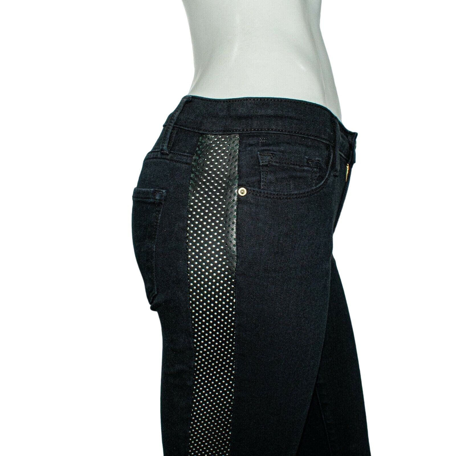 Frame FRAME Denim Le Skinny Tuxe Jeans in Black w Faux Mesh Panel Size 25" / US 0 / IT 36 - 11 Thumbnail