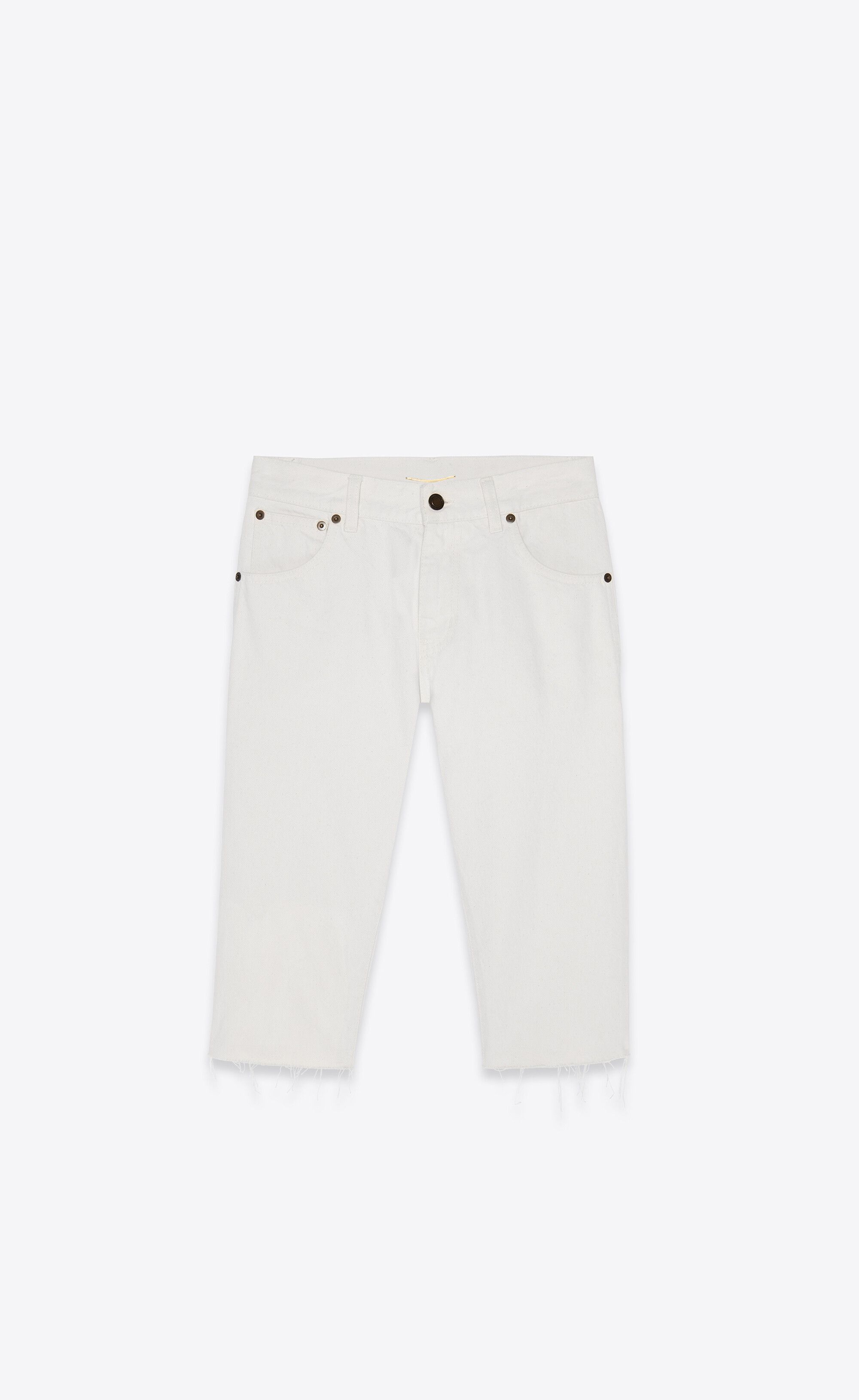 Saint Laurent Paris o1s1wg110125 681317 Long Bermuda Short Caribbean Denim White Size 26" / US 2 / IT 38 - 1 Thumbnail