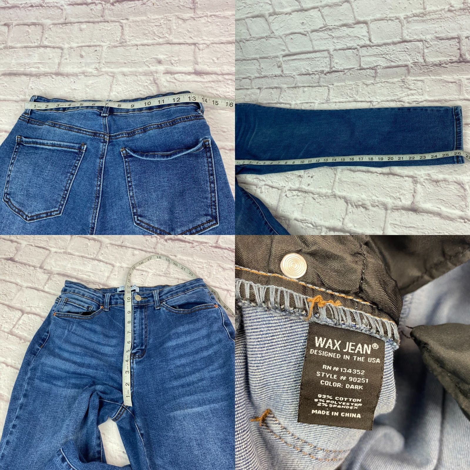 Vintage Wax Jean Jeans Slim Straight High Rise Denim Dark Blue 9 / 29 Blue Womens Adult Regular 26 in 26 Blue Slim Straight Jeans Size 30" / US 8 / IT 44 - 8 Thumbnail