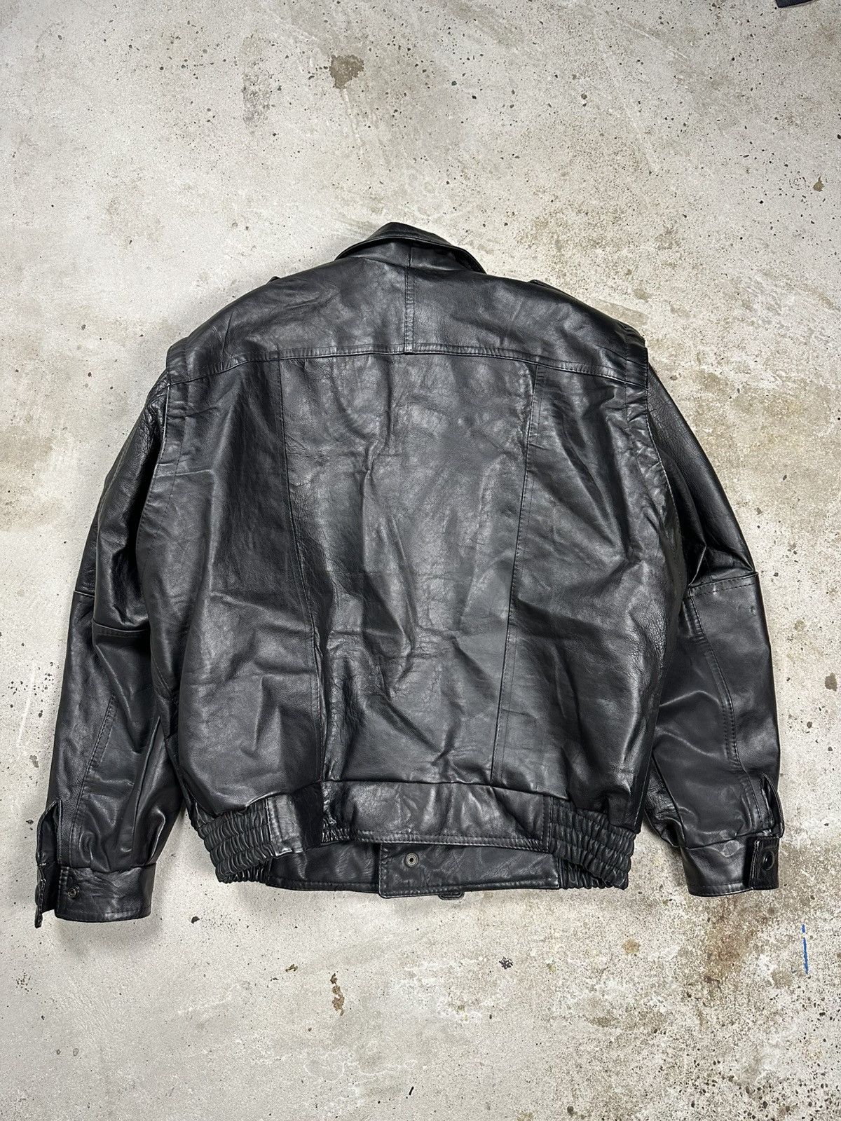 Vintage Vintage 90s Black Leather Utility Ramones Moto Bomber Jacket Size US XXL / EU 58 / 5 - 2 Thumbnail