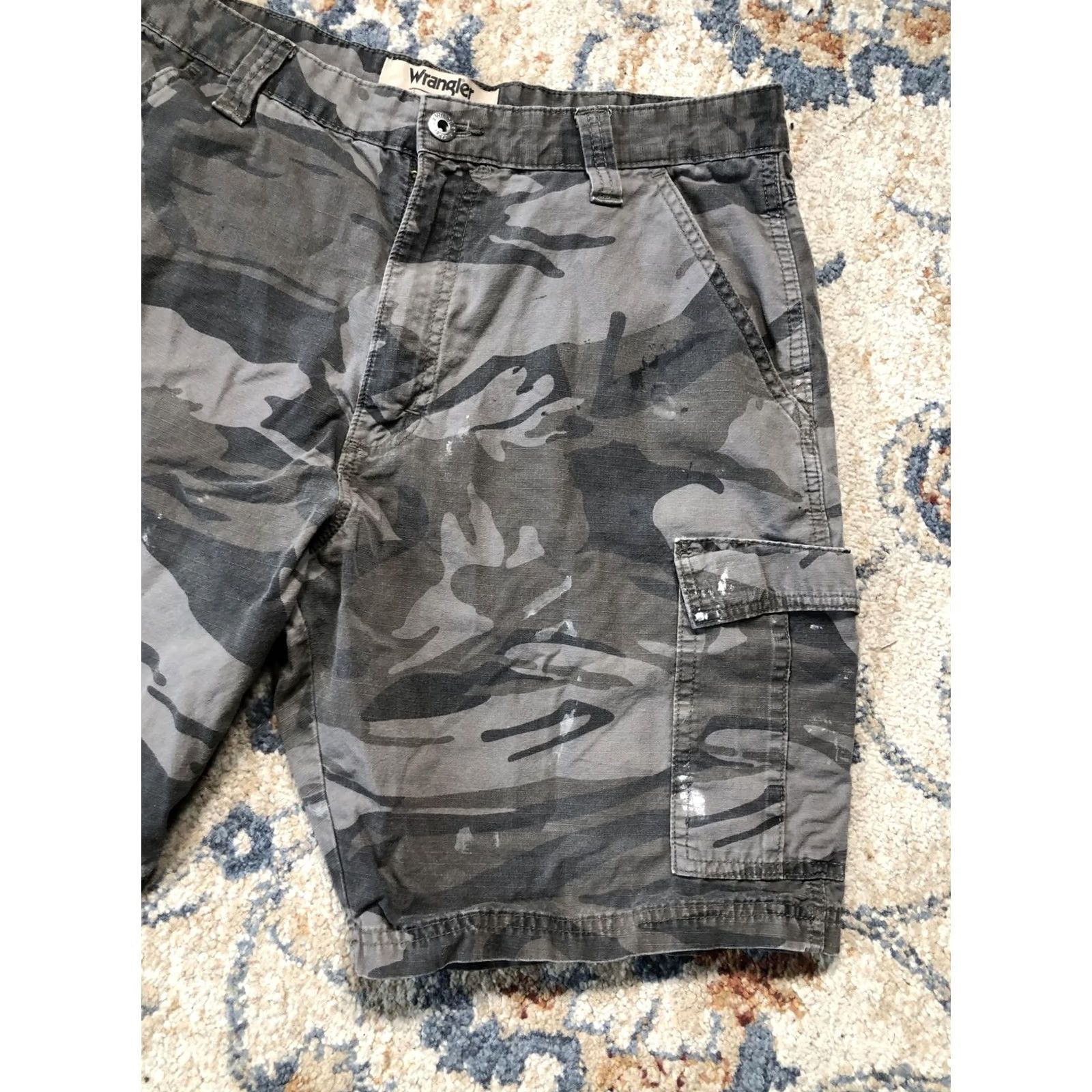 Wrangler Wrangler Cargo Shorts Mens 34 Gray Camouflage Cotton Canvas Relaxed Fit Outdoor Size US 34 / EU 50 - 3 Thumbnail