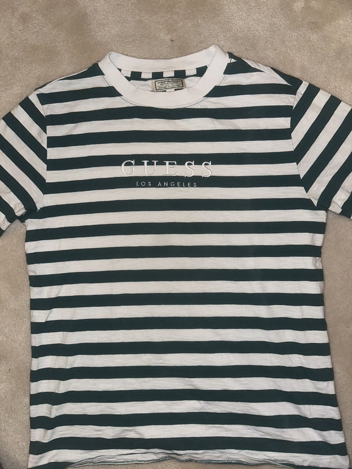 90'S Guess Stripe Pattern Short Sleeve T-Shirt Made in USA Men's M Vintage /eaa444663