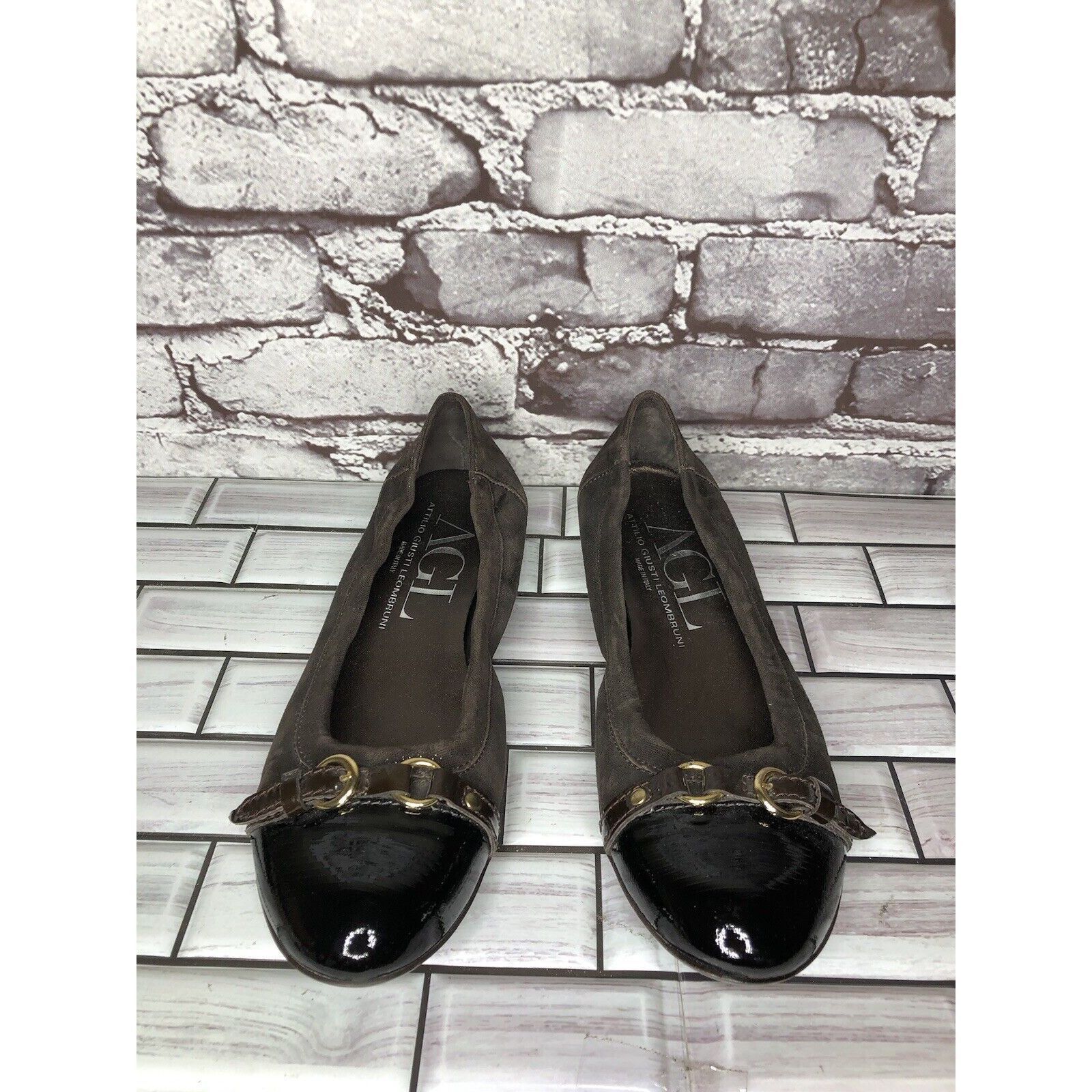 Other AGL Brown Suede Leather Cap Toe Strap Slip On Ballet Shoes W Size US 7.5 / IT 37.5 - 20 Thumbnail