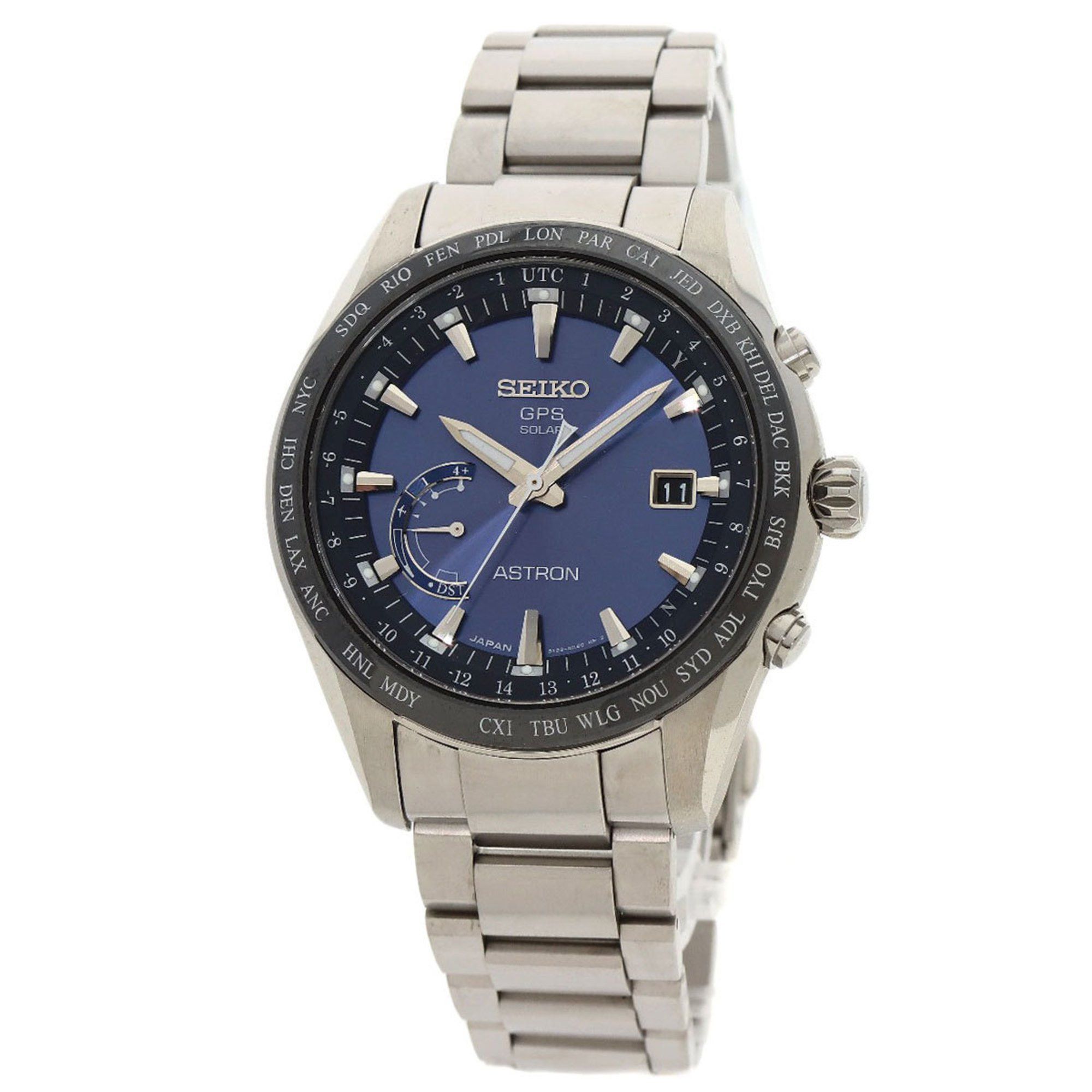 image of Seiko Sbxb109 Astron Gps Solar Watch Titanium/titanium Men's Seiko in Navy