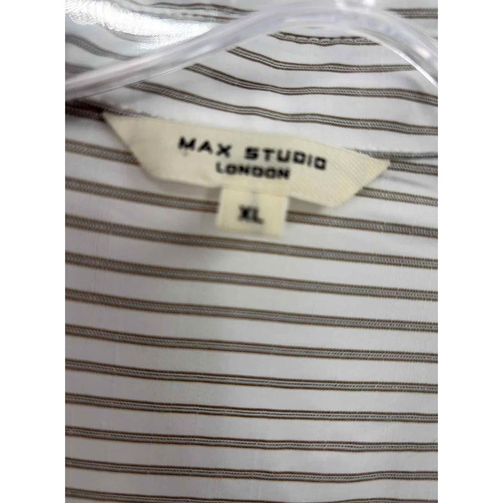 Vintage Max Studio Blouse Size XL White Stripe Long Sleeve Pre-Owned Size XL / US 12-14 / IT 48-50 - 2 Thumbnail