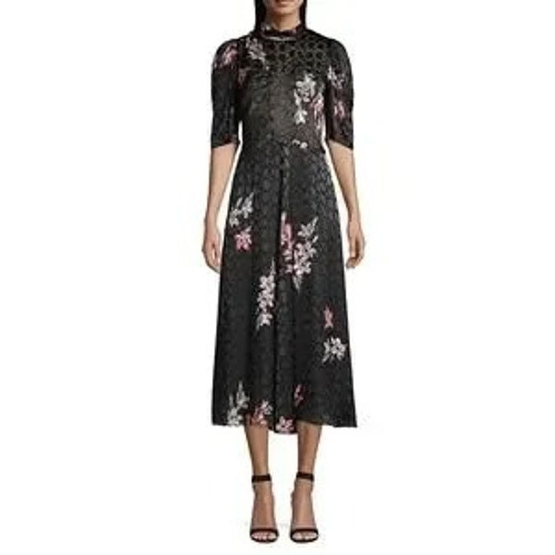 Rebecca Taylor REBECCA TAYLOR Noha Puff Sleeve Floral Midi Dress Size M / US 6-8 / IT 42-44 - 12 Thumbnail