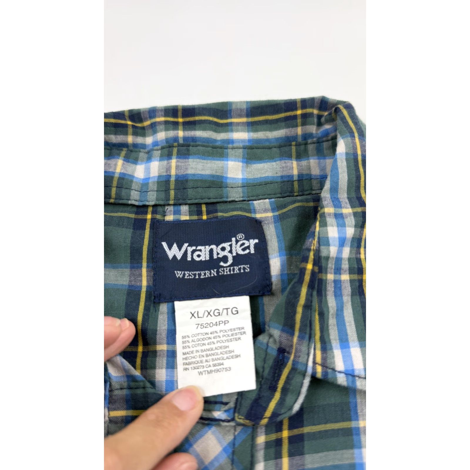 Wrangler VINTAGE Wrangler Shirt Mens XL Green Blue Western Pearl Snap Plaid Size US XL / EU 56 / 4 - 4 Thumbnail