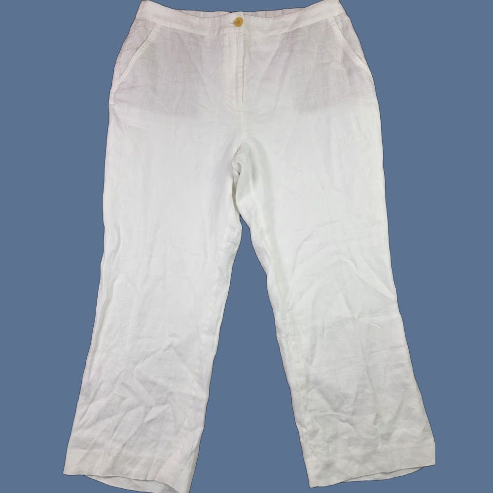 Talbots Talbots Pants Womens 12 White Linen Lined Straight Leg Pockets Summer Classic Size 34" / US 12 / IT 48 - 1 Thumbnail