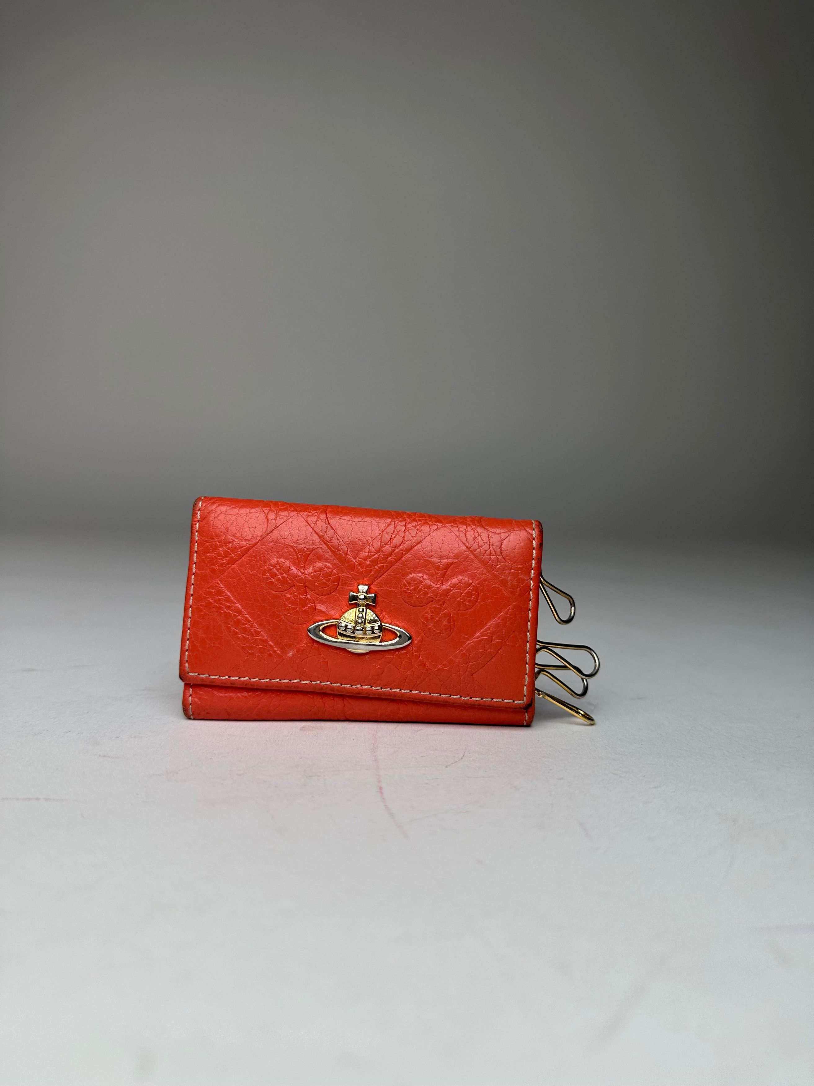Vivienne Westwood Vintage Orb Monogram Leather Key Holder Orange Size ONE SIZE - 1 Thumbnail