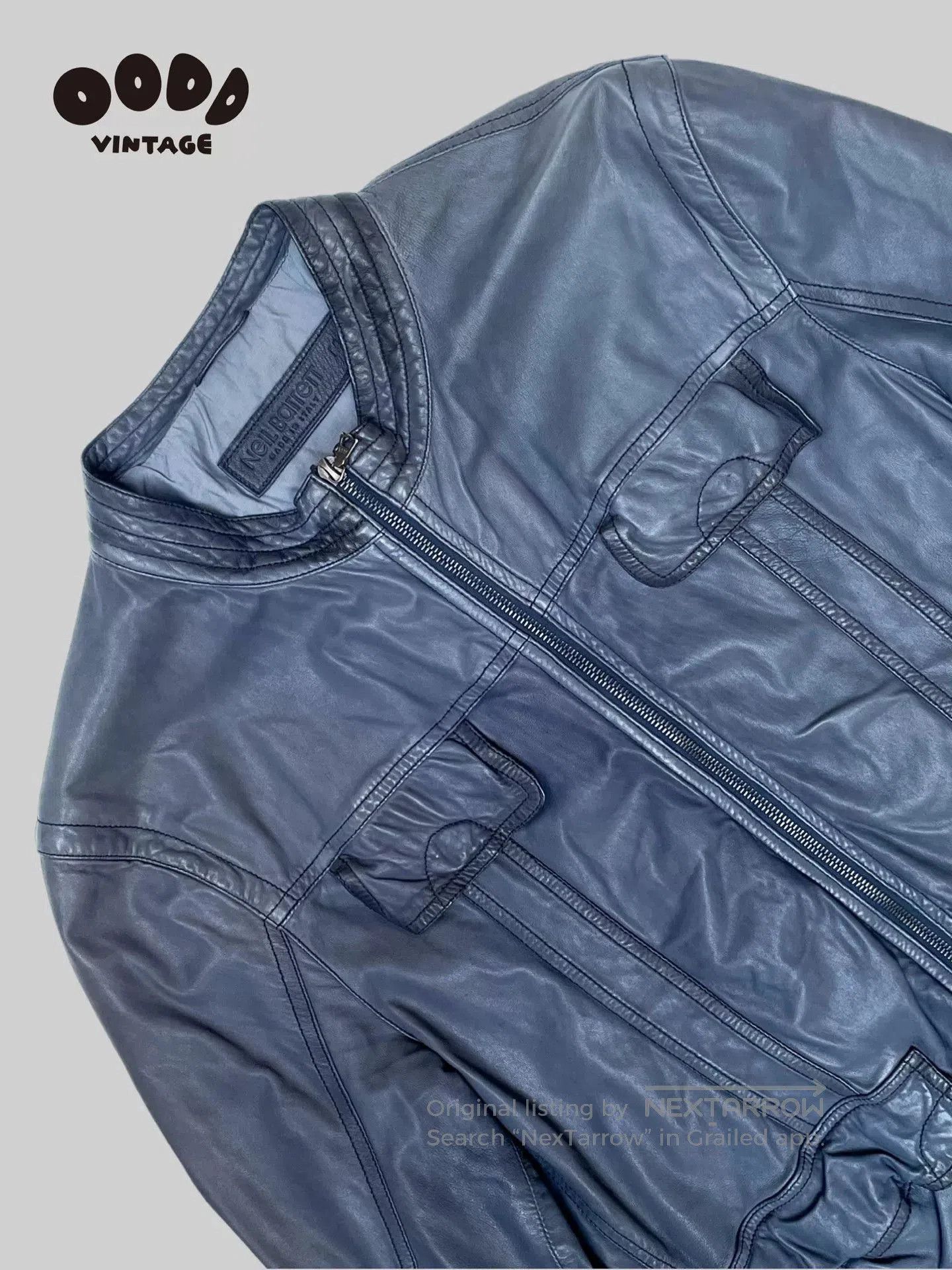 Neil Barrett Neil Barrett Blue Distressed Leather Jacket. Size US M / EU 48-50 / 2 - 4 Thumbnail