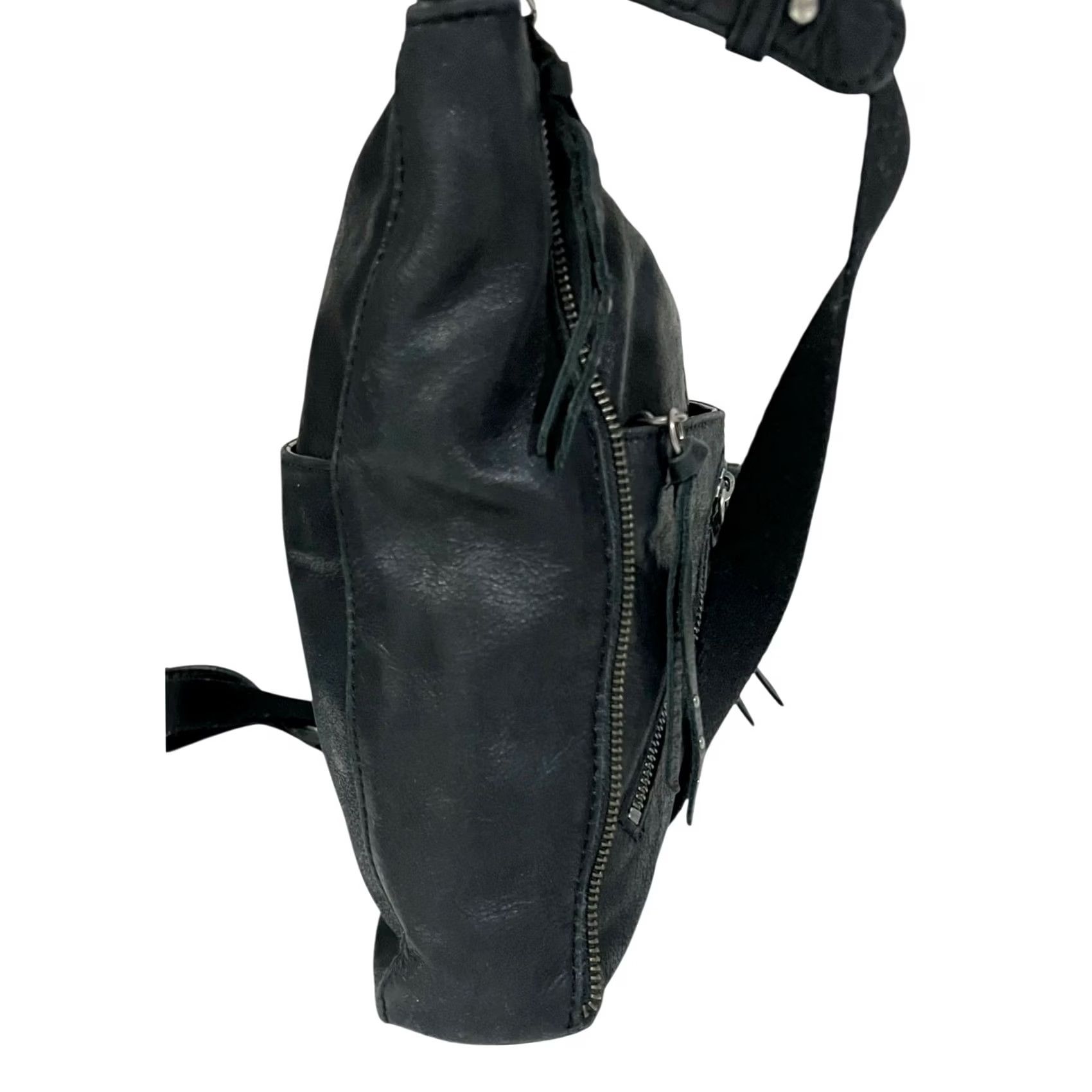 The Sak The Sak Purse Black Leather Crossbody Hobo with Zipper Detailing & Studs Women Bag Casual Size ONE SIZE - 6 Thumbnail