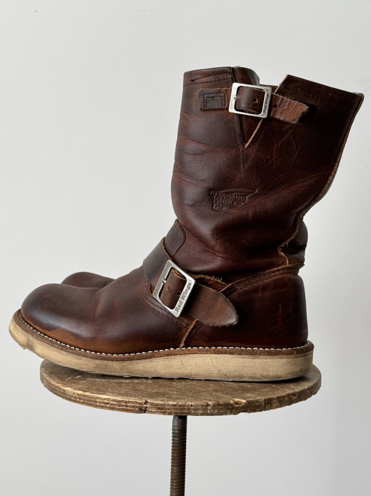 Red Wing Red Wing 2971 USA Engineer Brown Faded Leather Boots Size US 6 / EU 39 - 4 Thumbnail
