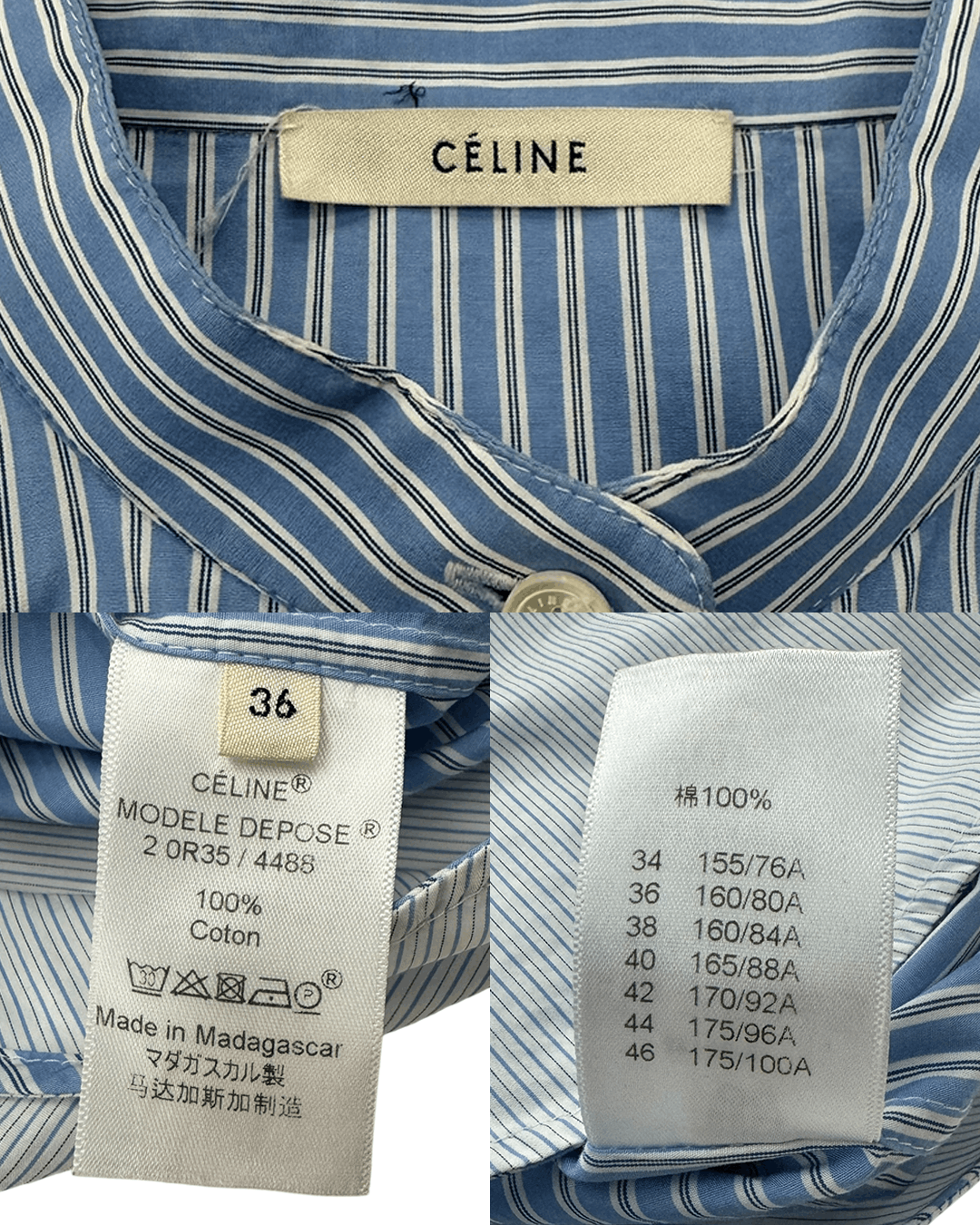 Celine Celine by Phoebe Philo Stripe Mixed Fabric Shirt Size XS / US 0-2 / IT 36-38 - 10 Thumbnail