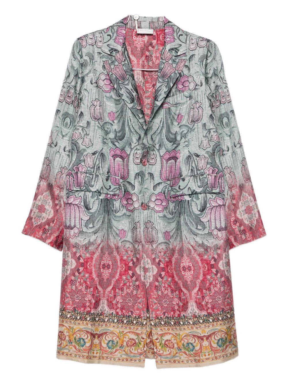 Pierre-Louis Mascia SILK PRINTED SINGLE-BREASTED COAT Size XS / US 0-2 / IT 36-38 - 1 Thumbnail