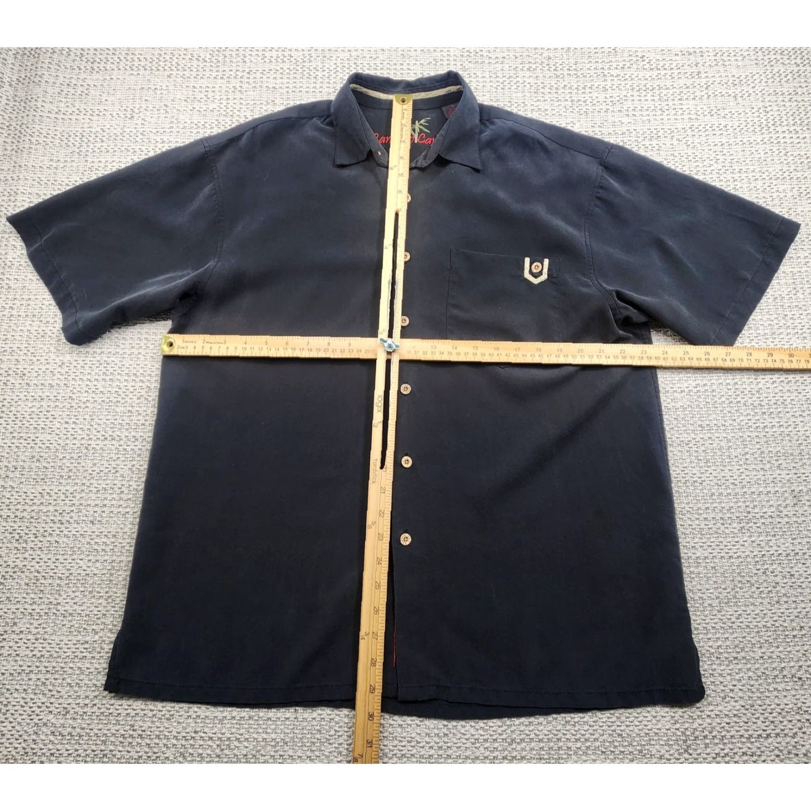 Vintage Bamboo Cay Shirt Men M Black Short Sleeve Button-Up Modal Polyester Pocket Size US M / EU 48-50 / 2 - 7 Thumbnail