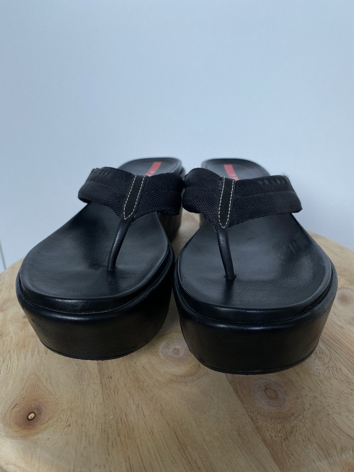 Prada × Vintage Prada Vintage Thongs Flip Flops Slides on platform Wedges Size US 7.5 / IT 37.5 - 3 Thumbnail