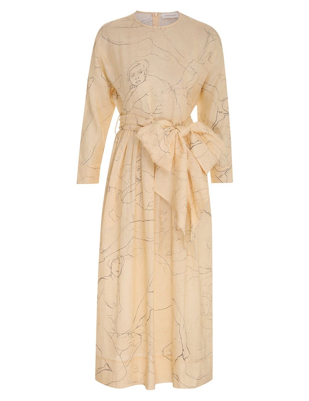 Zimmermann oc11z0225 Luminosity Tie Midi Dress in Light Peach Size L / US 10 / IT 46 - 1 Thumbnail
