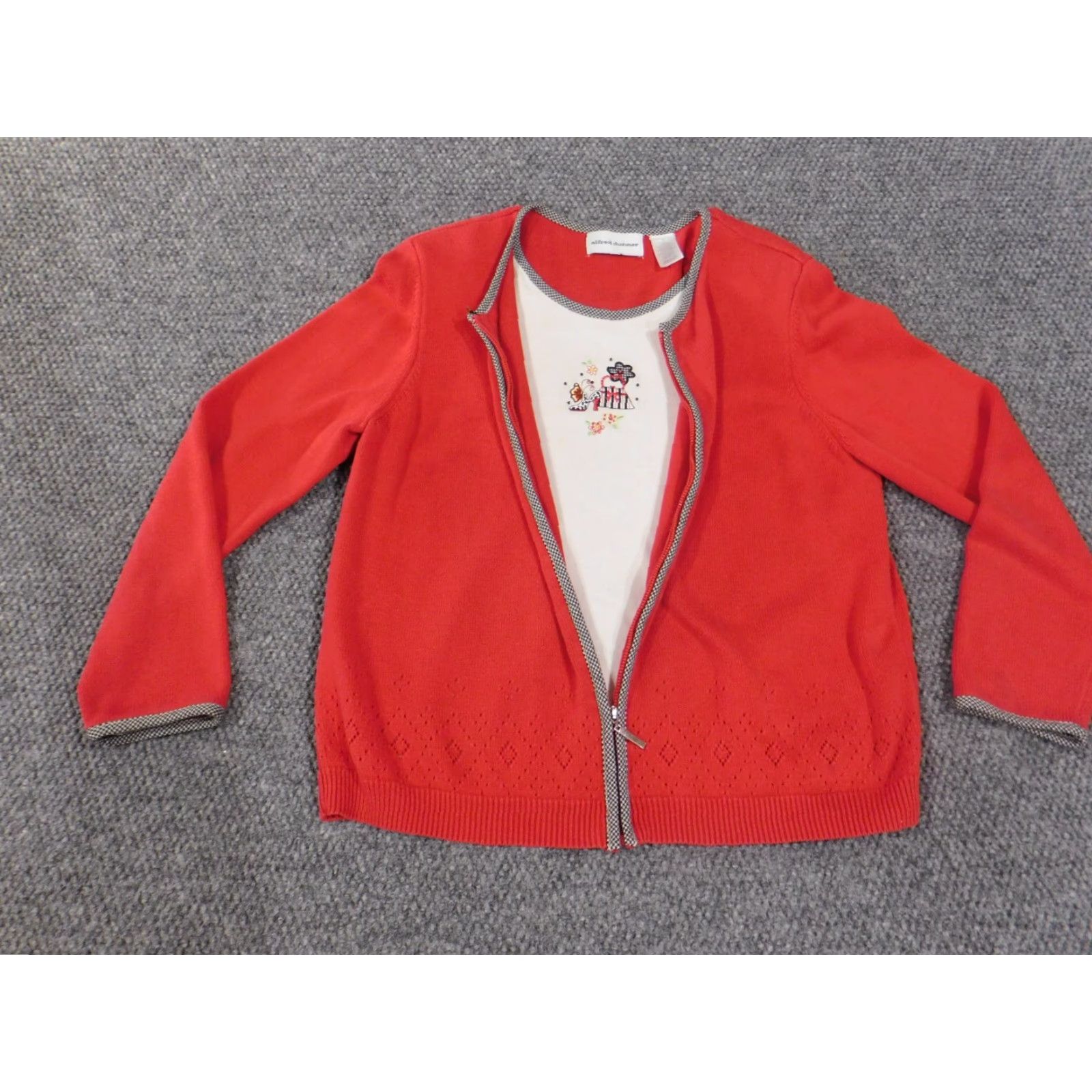 Vintage Alfred Dunner Sweater Raglan Sleeve Medium Red Knit Cotton Acrylic Spandex Size M / US 6-8 / IT 42-44 - 3 Thumbnail