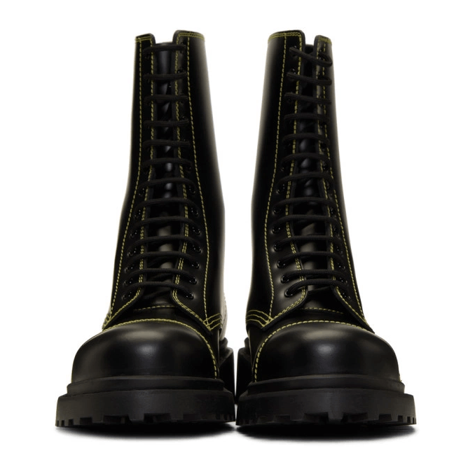 Balenciaga Black Leather Lace Up Combat Boots Size 7/40 Size US 7 / EU 40 - 2 Thumbnail