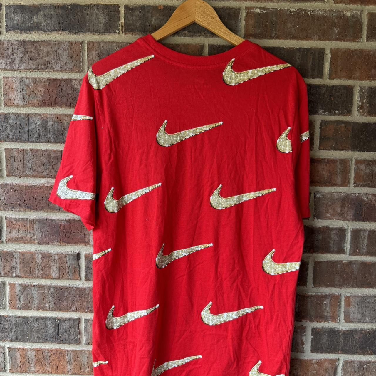 Nike Red Nike Bling Logo Tee - (Large) Size US L / EU 52-54 / 3 - 2 Thumbnail