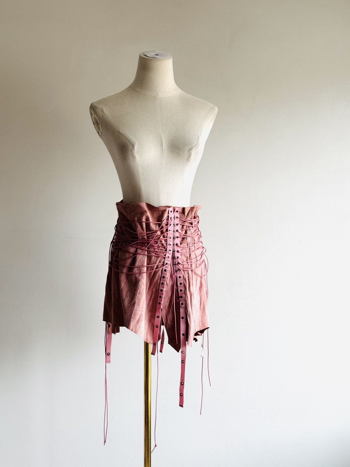plein sud Vintage Plein Sud pink suede laced bondage skirt S/S 2003 Size 28" / US 6 / IT 42 - 7 Thumbnail