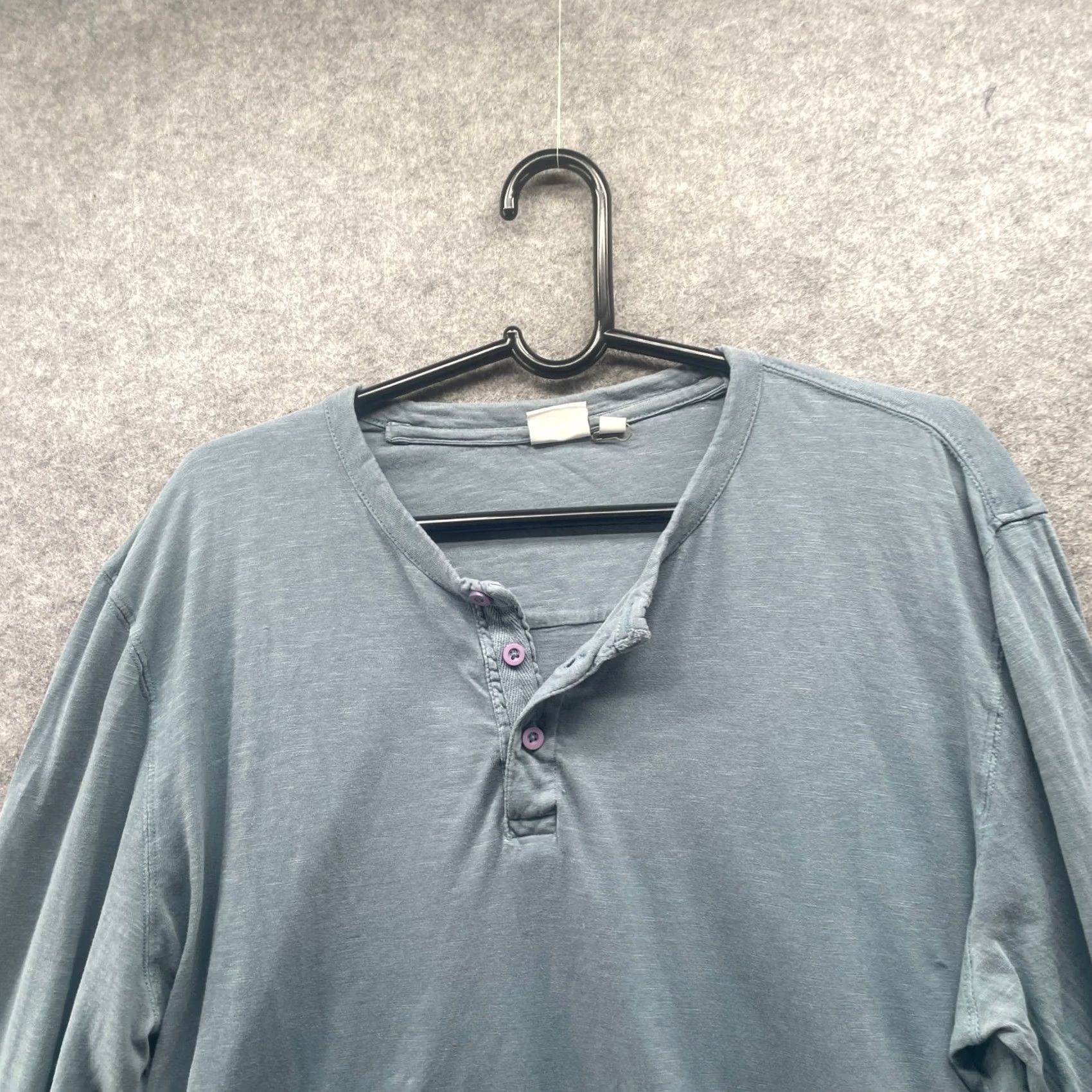 Onia Onia Henley Long Sleeve T-Shirt Mens L Dusty Blue Cotton Size US L / EU 52-54 / 3 - 3 Thumbnail