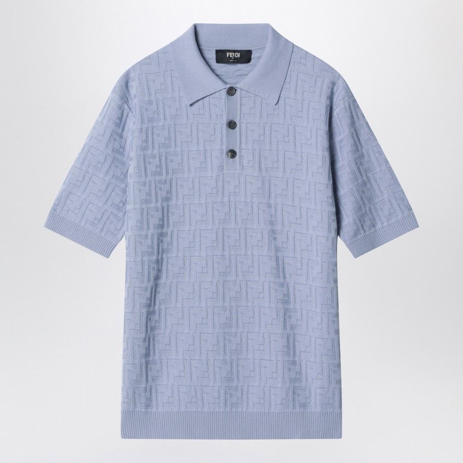 Fendi o1d2blof0226 Cotton Polo Shirt in Light Blue Size US M / EU 48-50 / 2 - 1 Thumbnail
