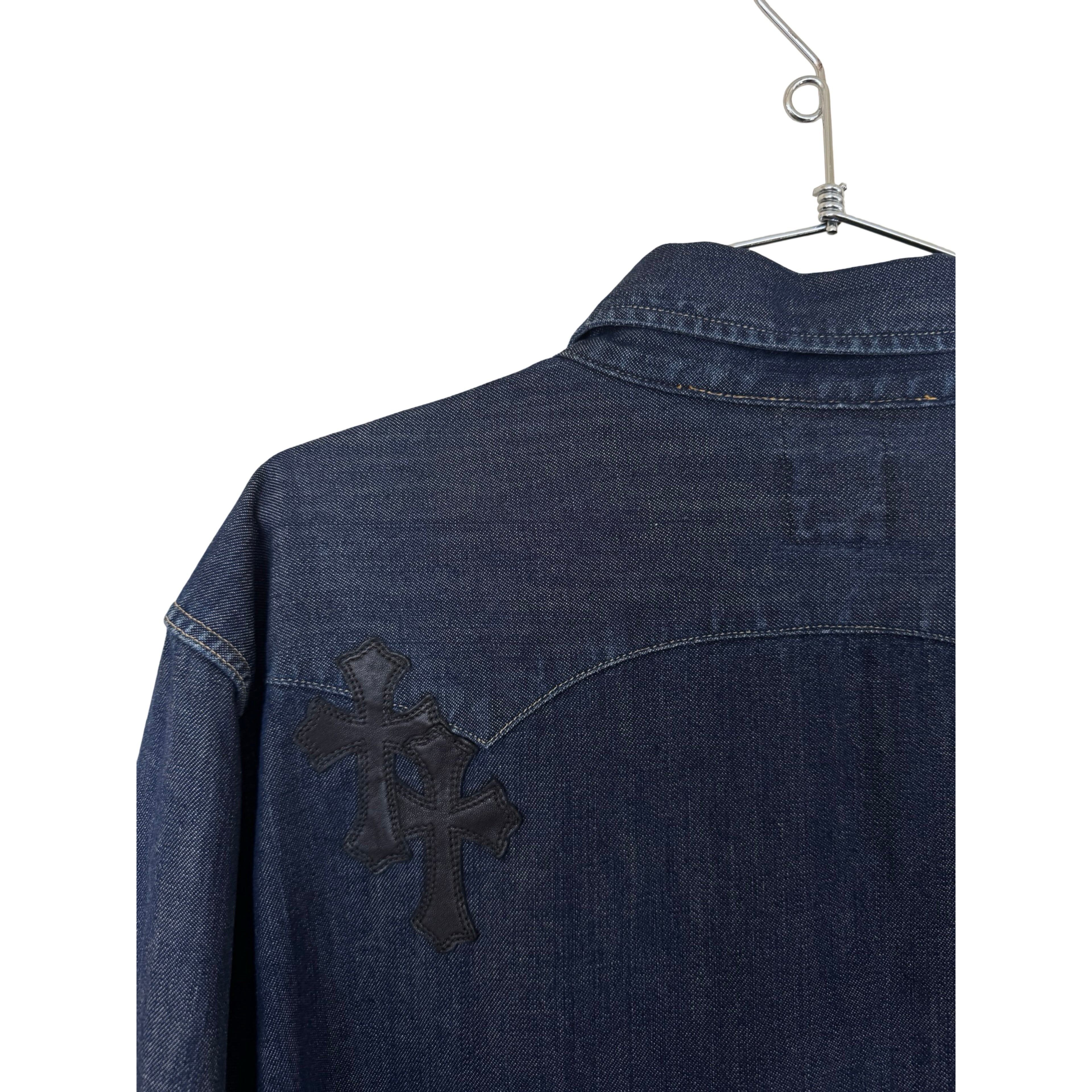 Chrome Hearts CH Levis Dark Blue Denim Shirt With Patches Size US XL / EU 56 / 4 - 12 Thumbnail