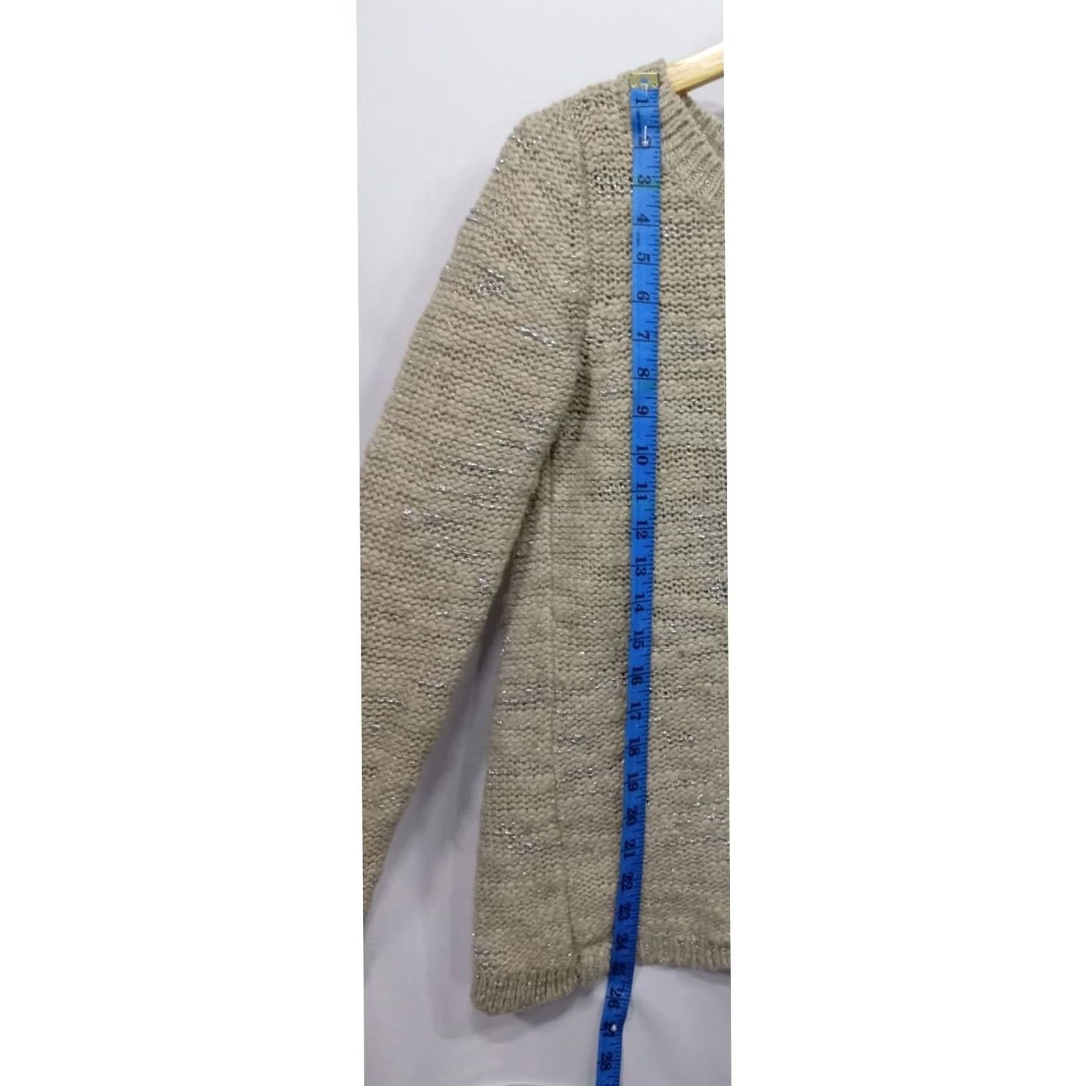 Banana Republic Banana Republic Sweater Beige Metallic Italian Yarn Open Back Crew Neck Long Sleeve Casual Lightweight Regular Fit Women XS Size XS / US 0-2 / IT 36-38 - 4 Thumbnail