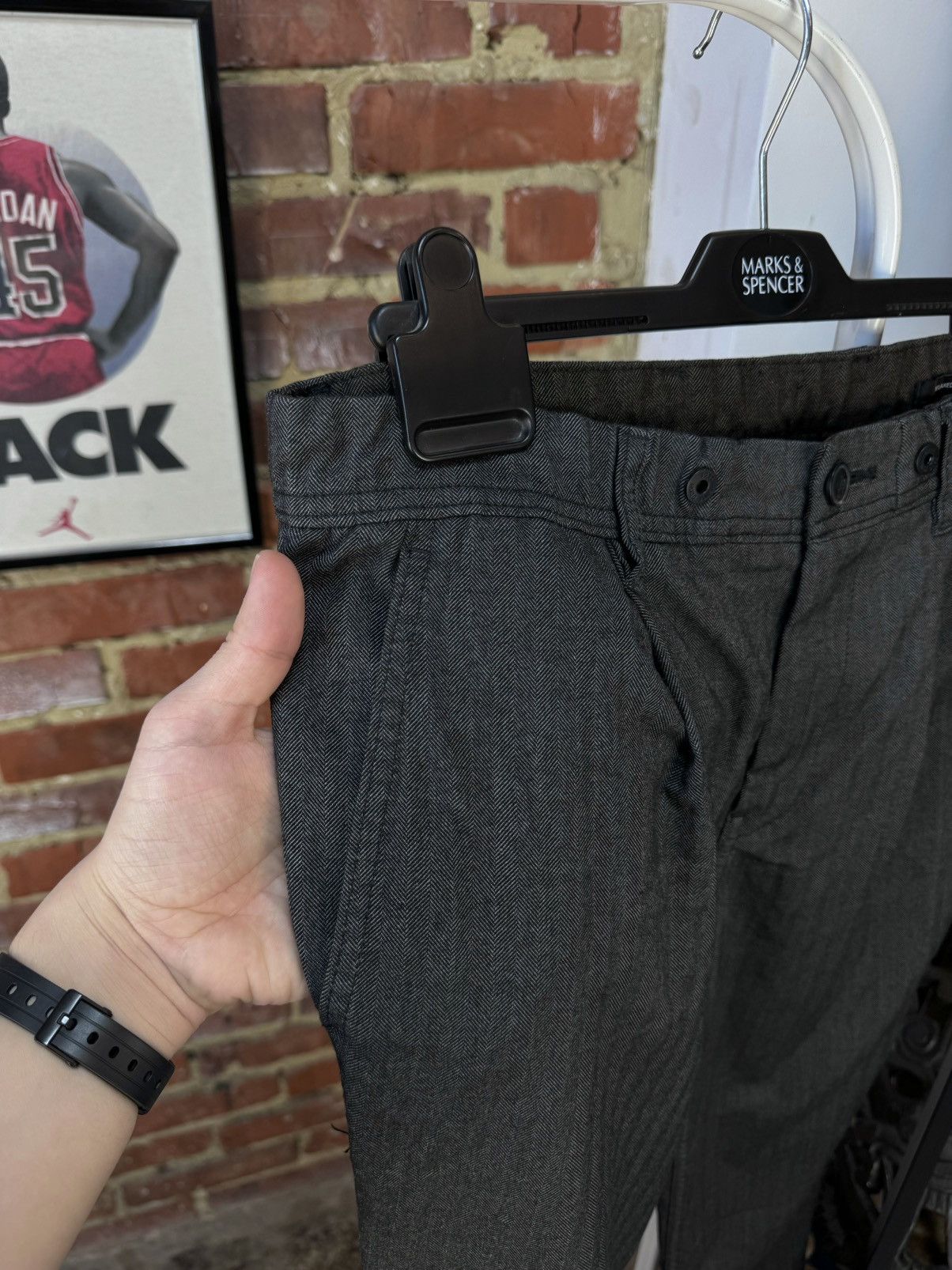 Hugo Boss HUGO BOSS Dark Grey Striped Lightweight Casual Cropped Pants Size US 31 - 8 Thumbnail