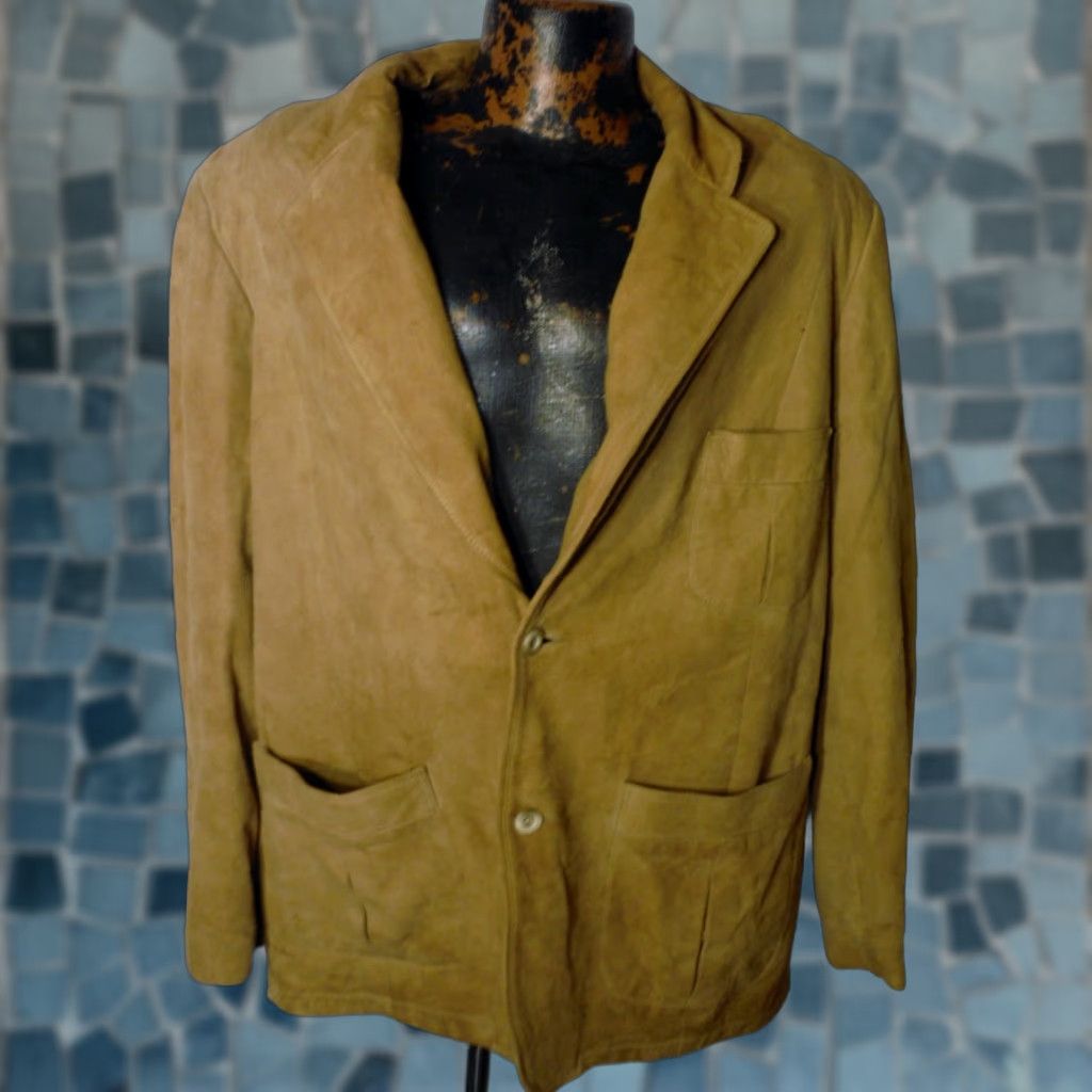Vintage Breier of Amsterdam Mens Large Breier of Amsterdam Leather Jacket 2 Button Notch Lapel Distressed Vintage 70s Suede N Leather Brown Size US L / EU 52-54 / 3 - 1 Thumbnail